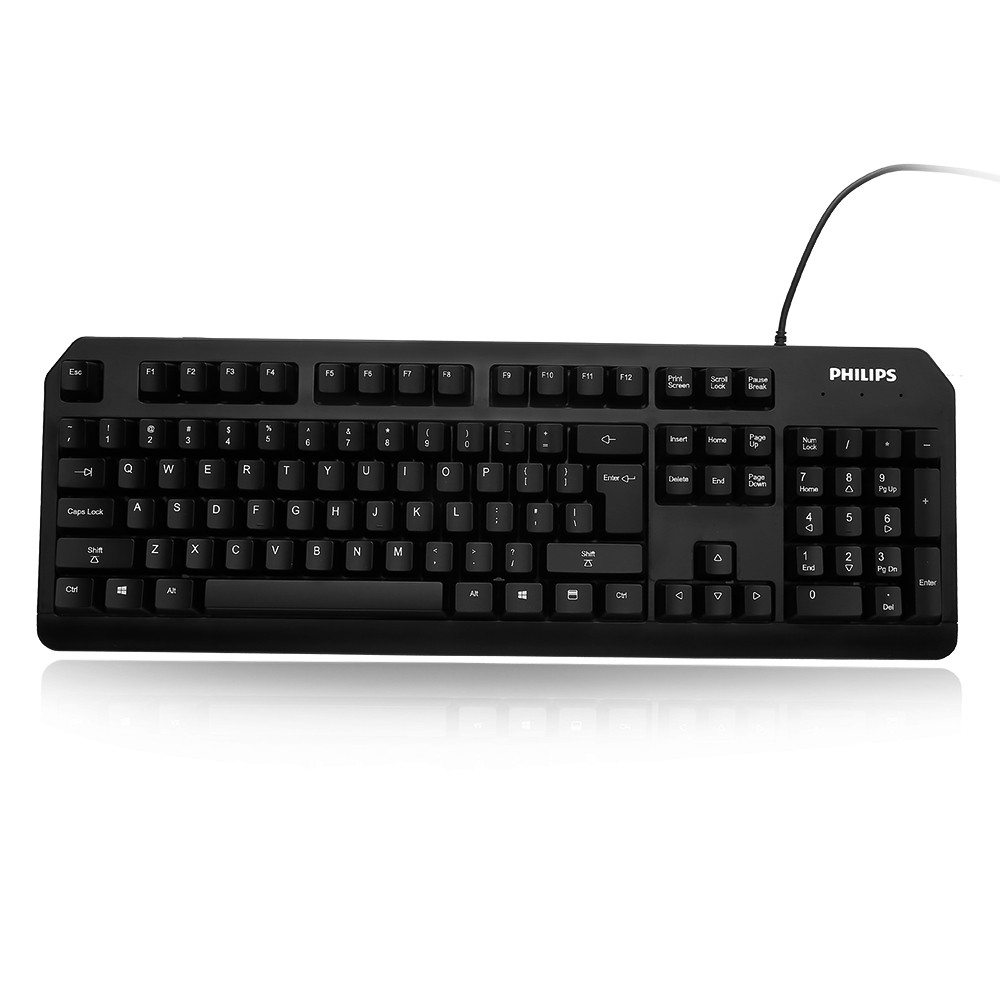 Philips Gaming Keyboard, USB Wired, Full-Size 104 Keys, Black, PC Laptop