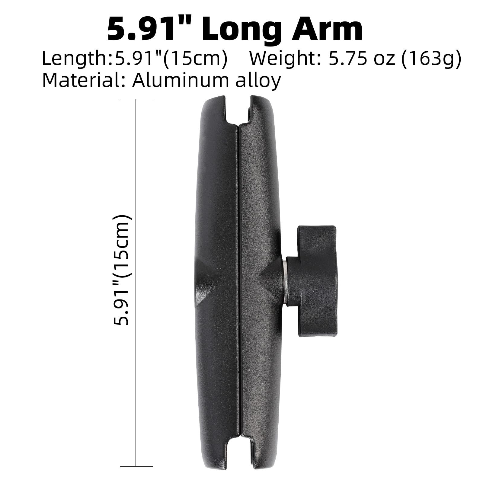 RAM Mounts RAM-B-201U-C Long 5.91″ Aluminum Dual Socket Arm for 1″ Ball Size