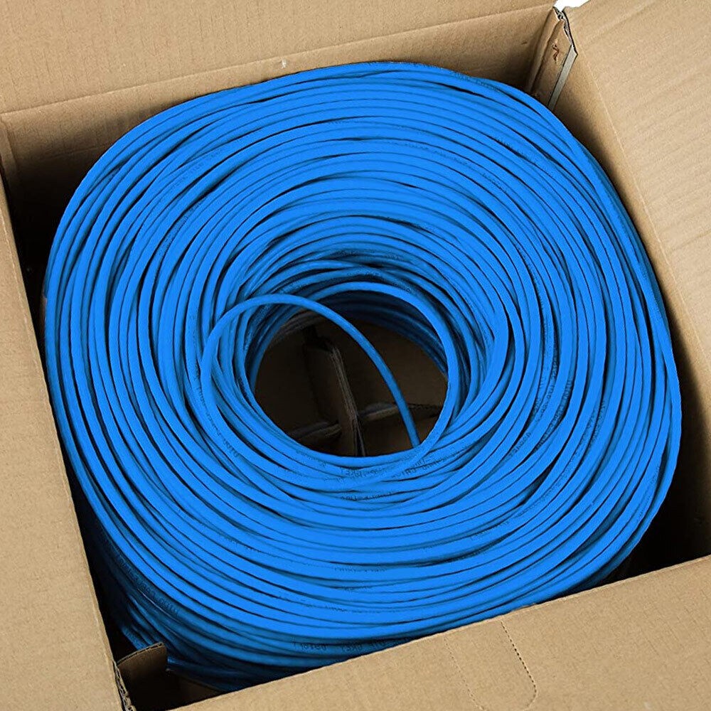 2 Pack 1000ft Cat5e Bulk Ethernet Cable CMP Plenum Solid 24AWG UTP Blue