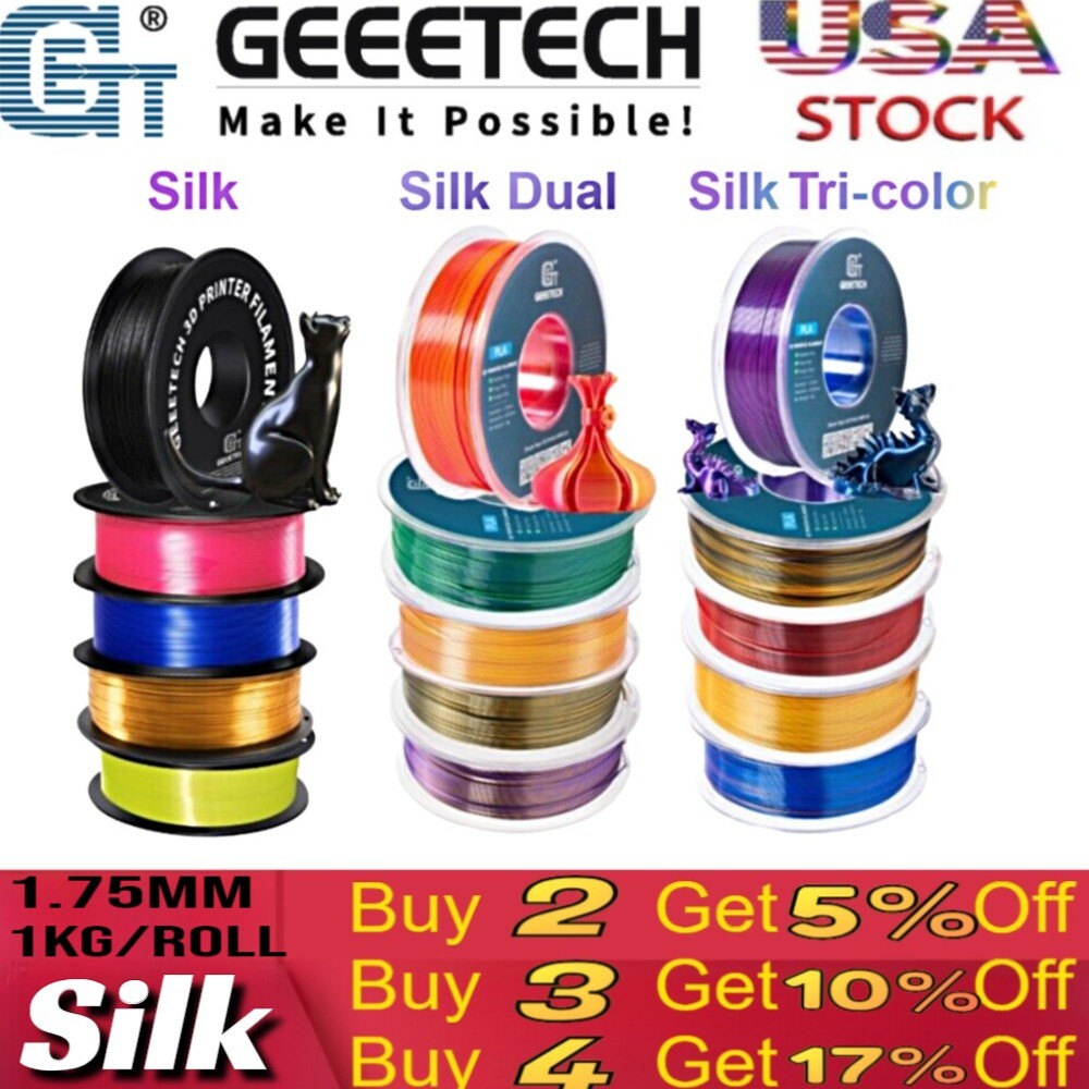 Hot SALE!GEEETECH 3D Printer multicolor Filament PLA/ABS+/PETG/TPU 1.75mm 1KG US