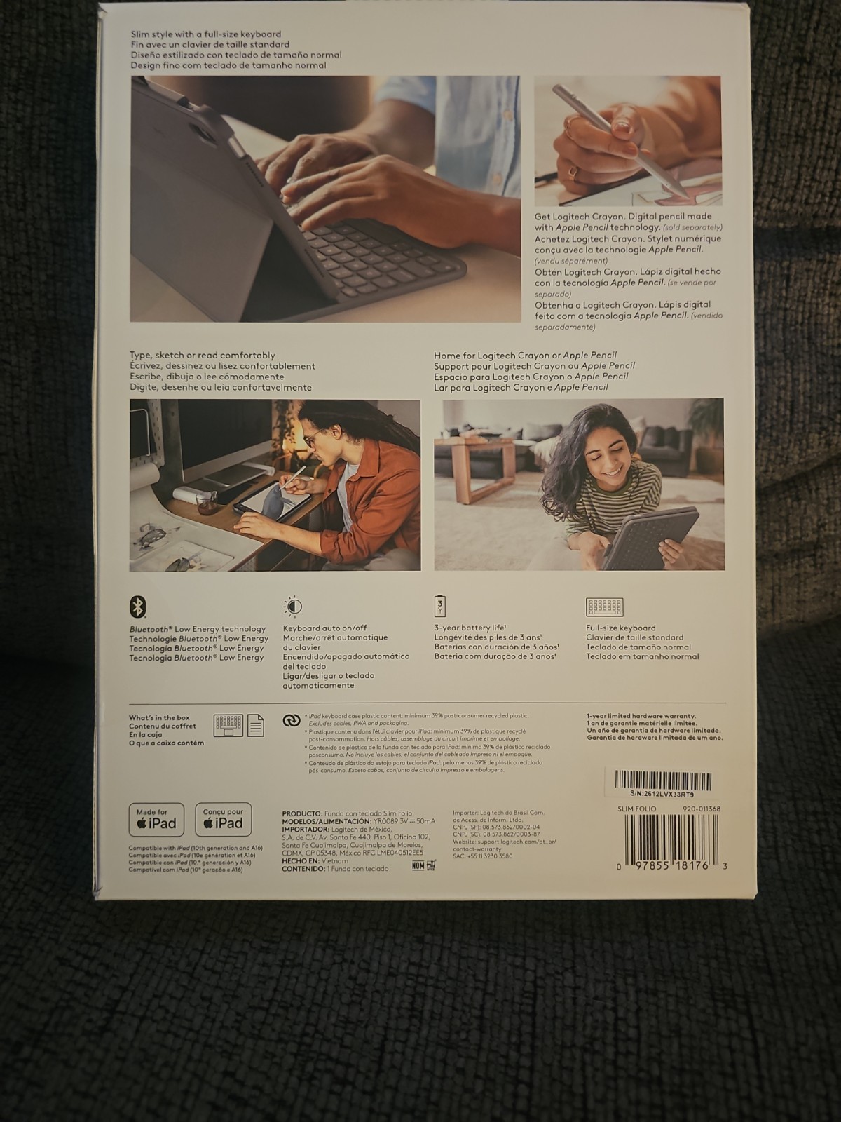Logitech Slim Folio Keyboard Case for iPad 10th Gen & A16 (920-011368) NEW