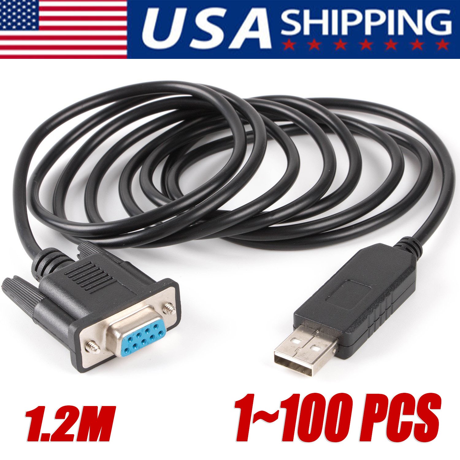 3.9 Ft USB 2.0 to Female DB9 RS232 Serial Converter 9 Pin Adapter Cable PDA Lot