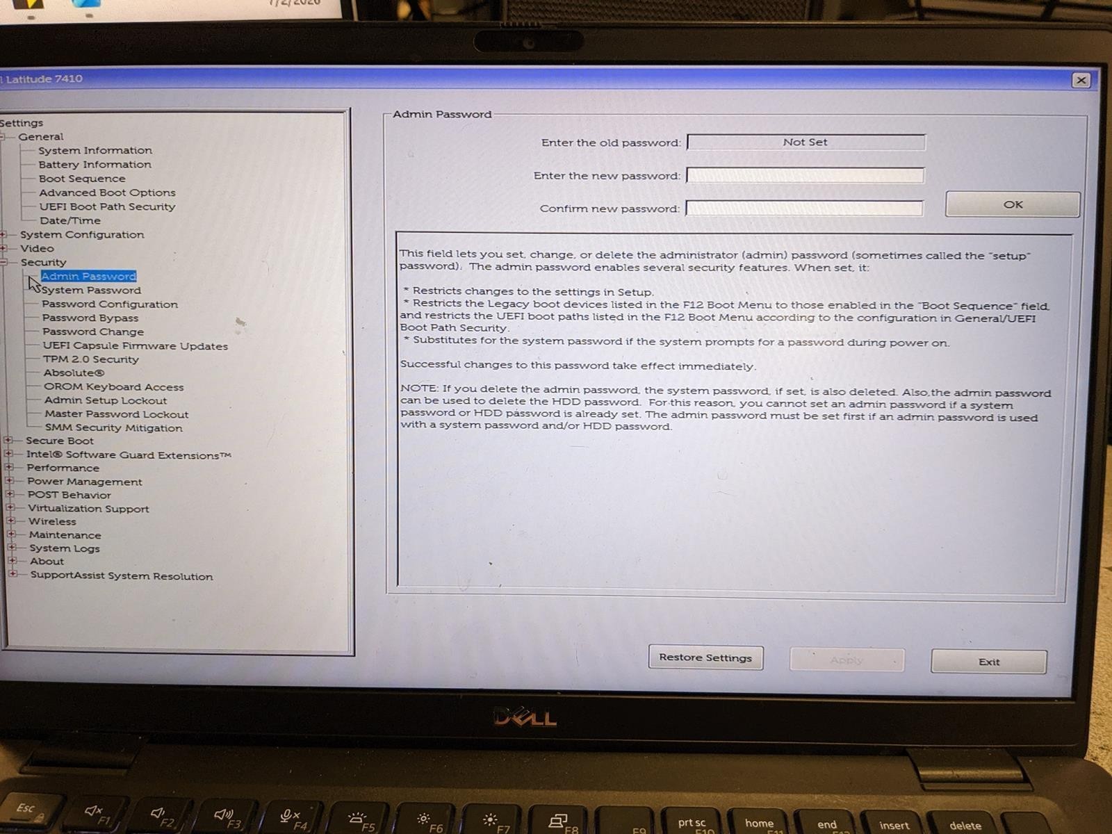 DELL LATITUDE 7410 i5-10210U @ 1.60GHz, 8GB RAM, NO HDD/OS