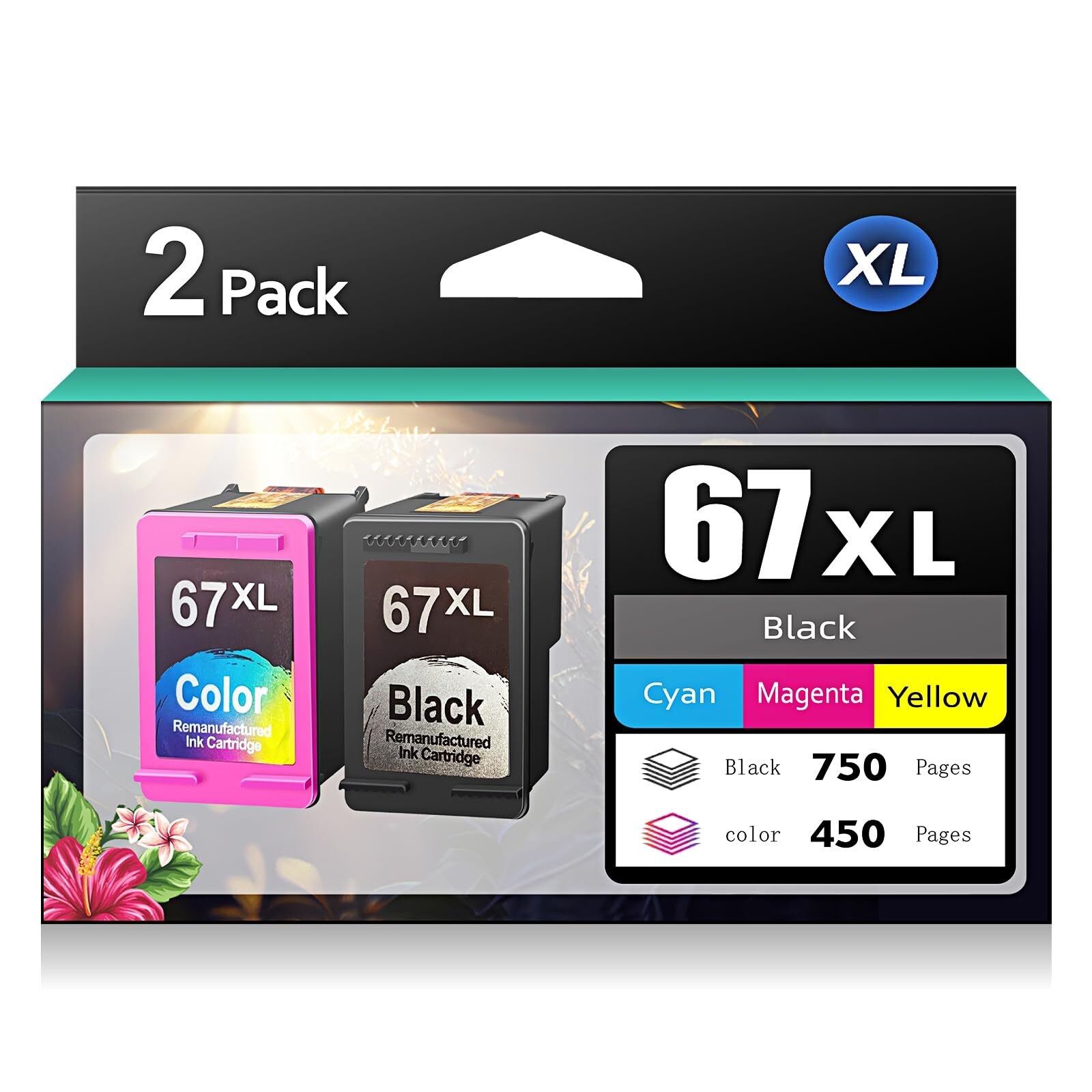 Compatible 67XL Black & Tri-Color Ink Cartridge Combo Pack for HP DeskJet 1255