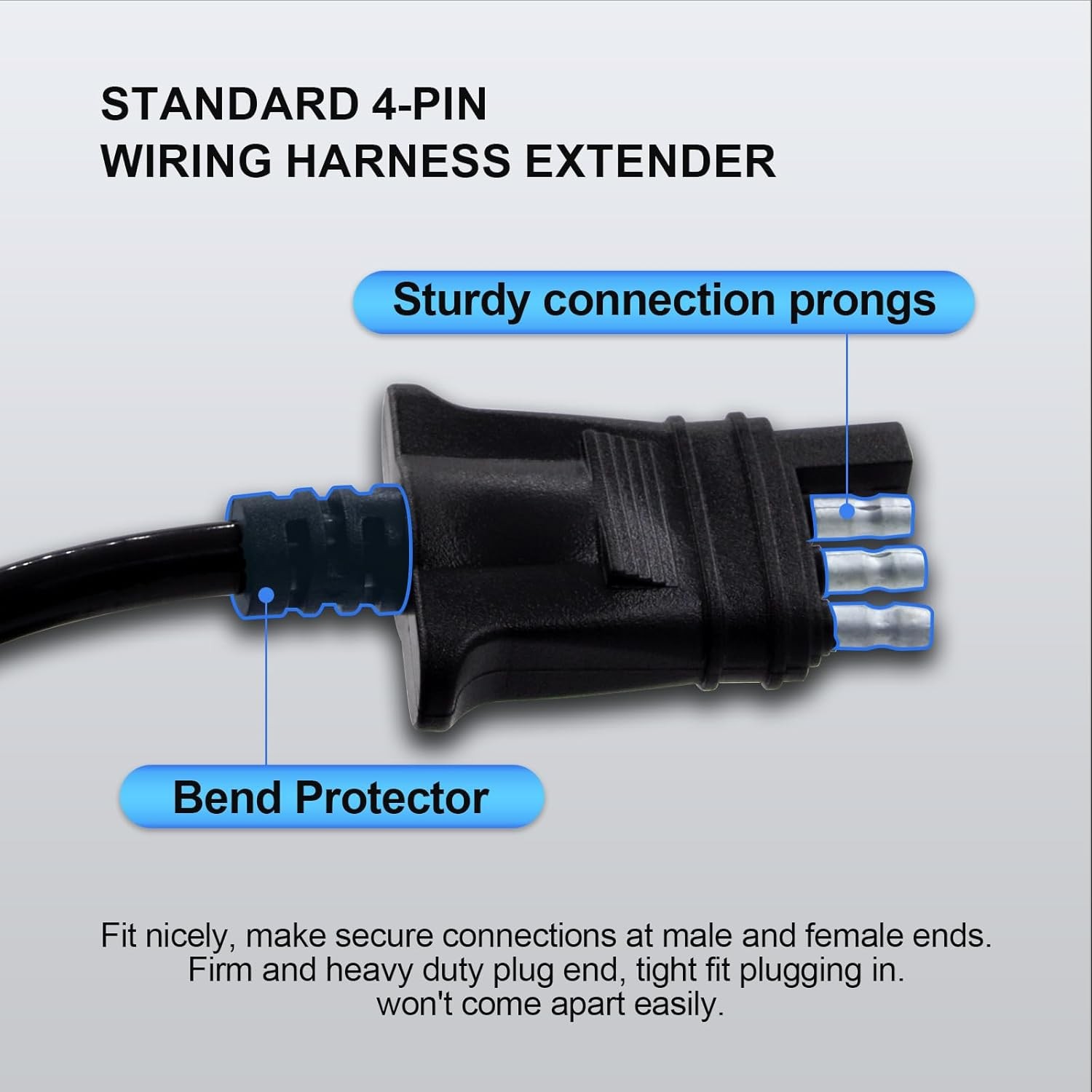4 Way Flat Trailer Light Wiring Extension 4.5Ft 55 In, Stretchable Coiled Cable