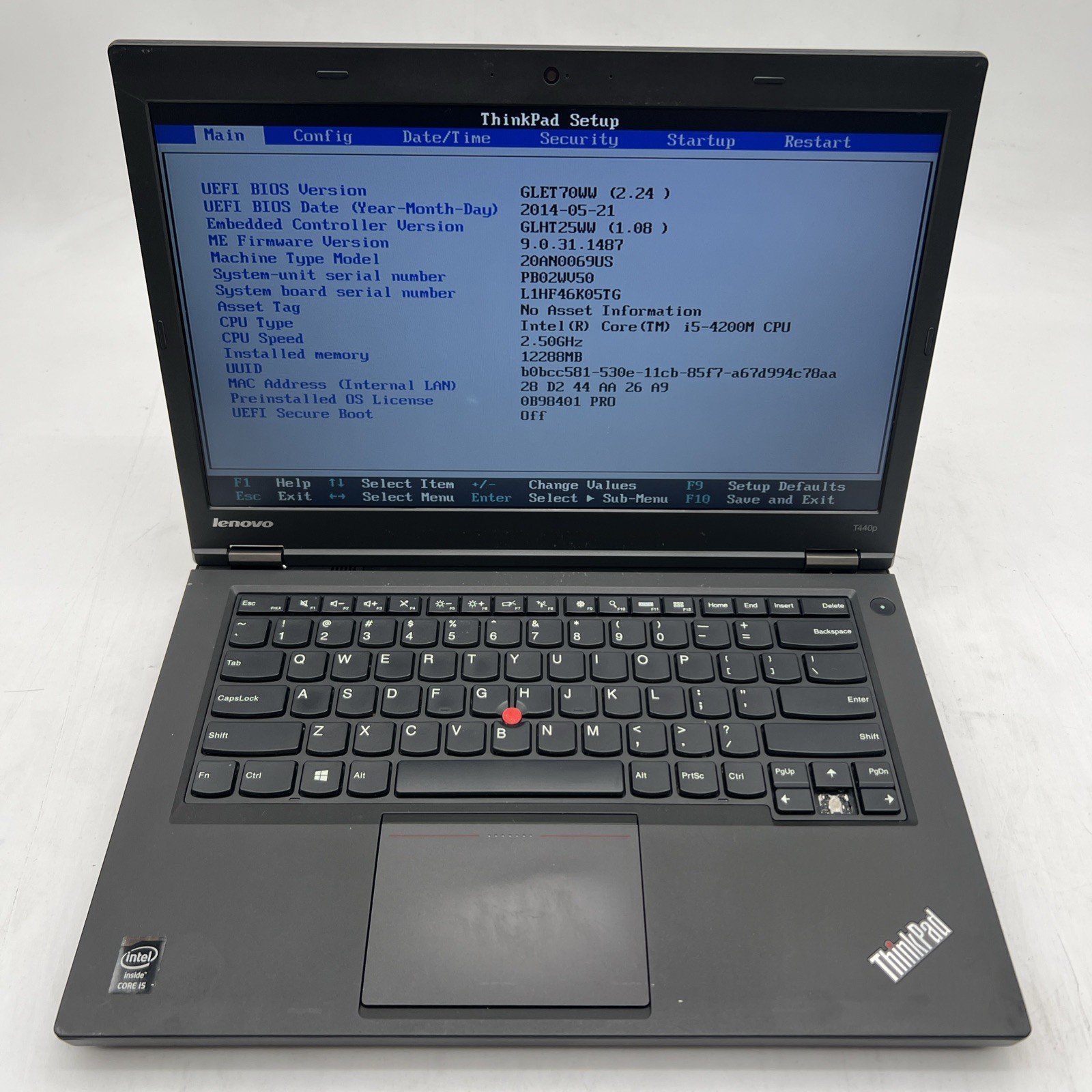 Lenovo ThinkPad T440p Intel i5 4200M 2.5GHz 12GB RAM No Drive No OS Missing Keys