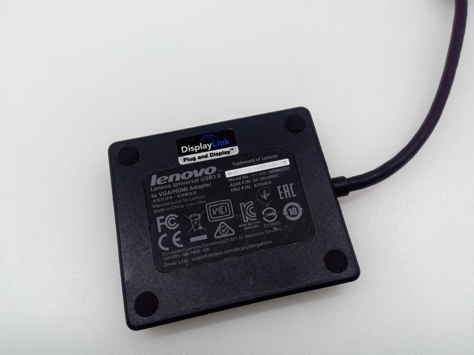 Genuine Lenovo AN9032D1 USB 3.0 TO VGA HDMI Video Adapter Black 03X5969