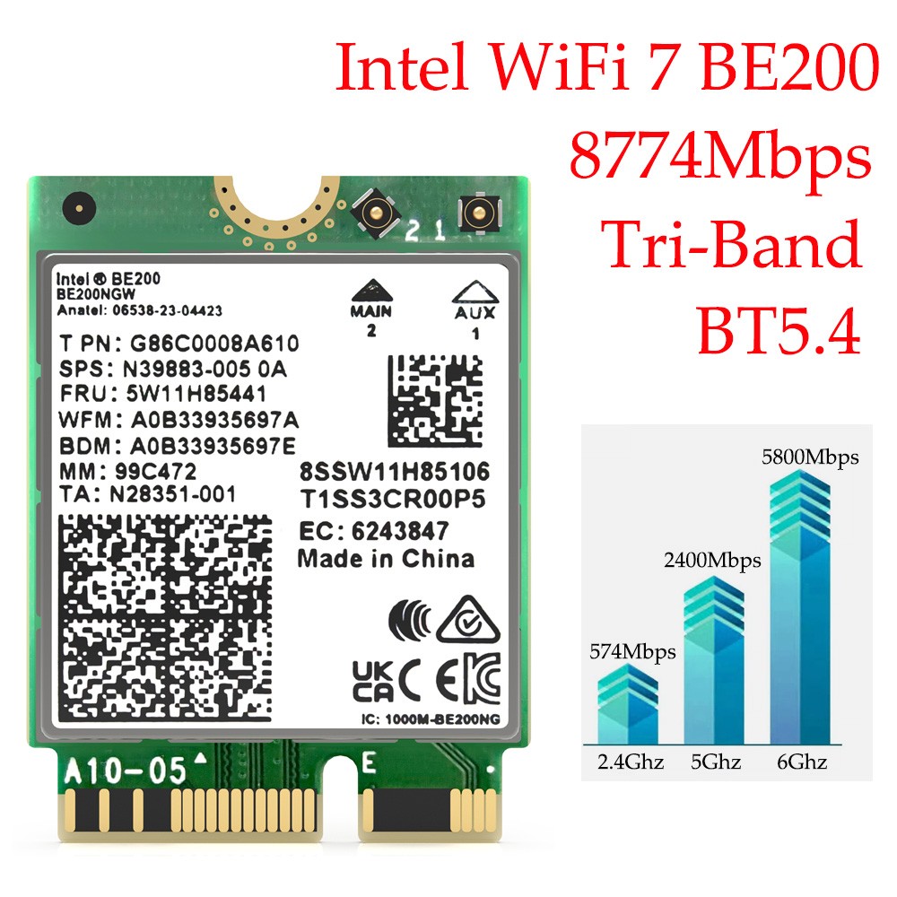 BE8800 WiFi 7 PCIe Card for Gaming Desktop 8800Mbps Tri-Band Bluetooth 5.4 6GHz