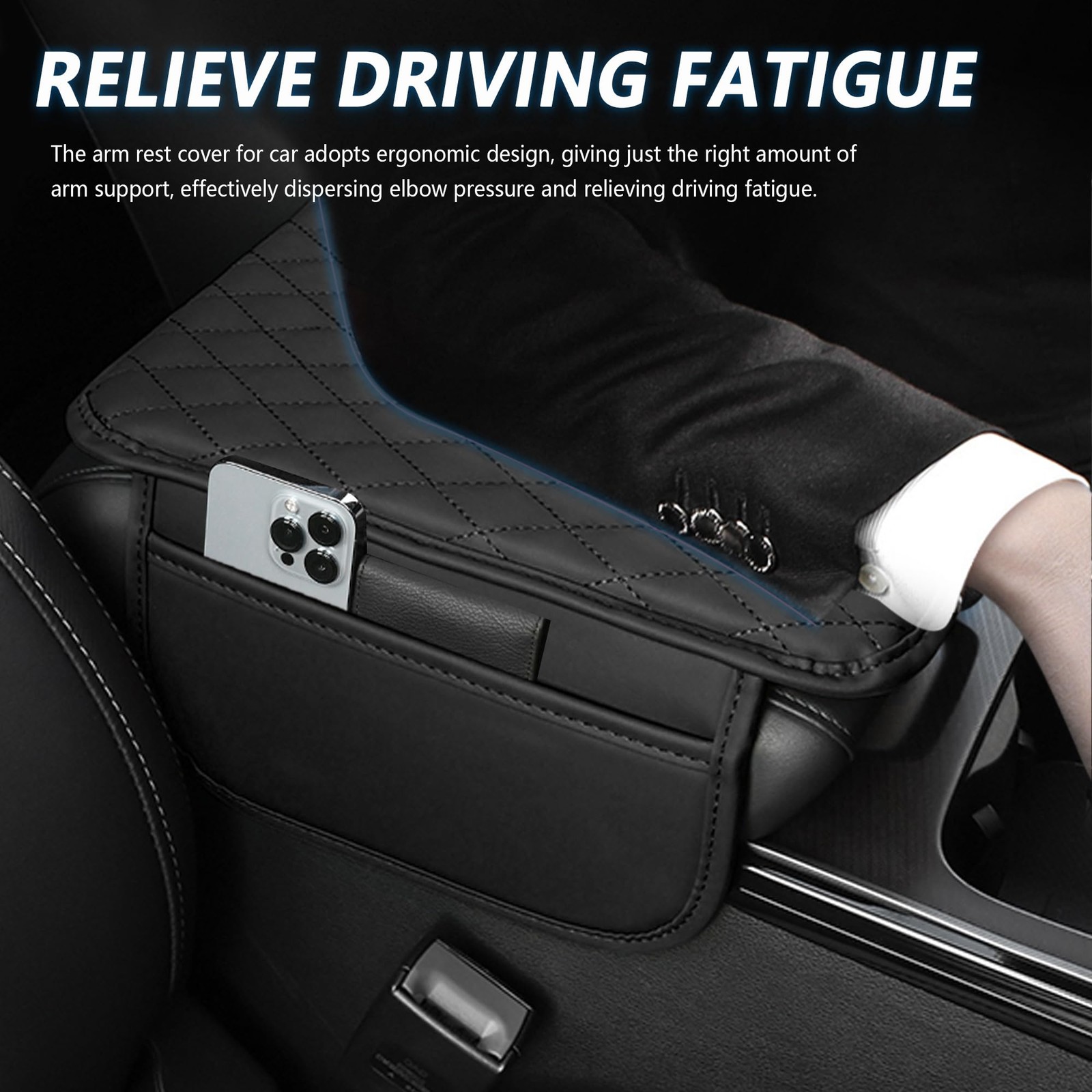 Upgraded Car Center Console Cover,Microfiber 12.13*7.80*0.79 inch, Black