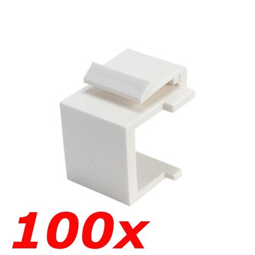100 Pack – Keystone Blank Insert Modular Snap-In Wall Plate Cover Filler White