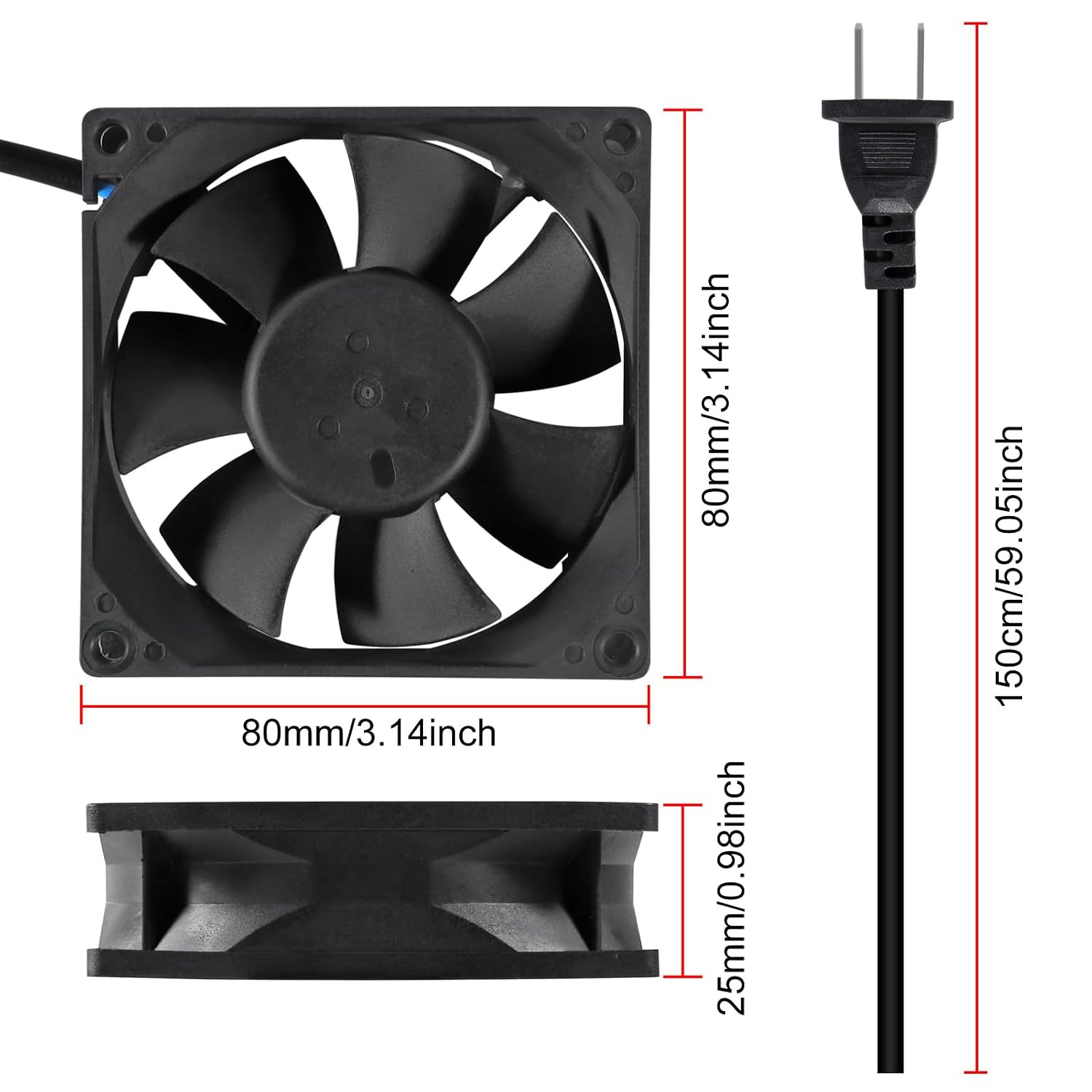 1PACK EC 80Mm 8025 Cooling Fan 80Mm X 80Mm X 25Mm AC 110V 115V 120V 220V 240V Hi