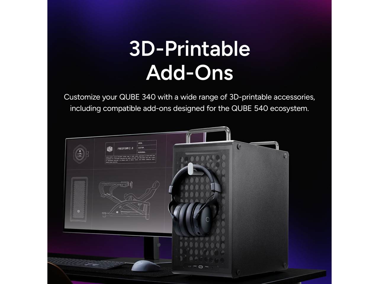 Cooler Master QUBE 340 Micro-ATX Compact -Tower PC Case – Customizable Modular C