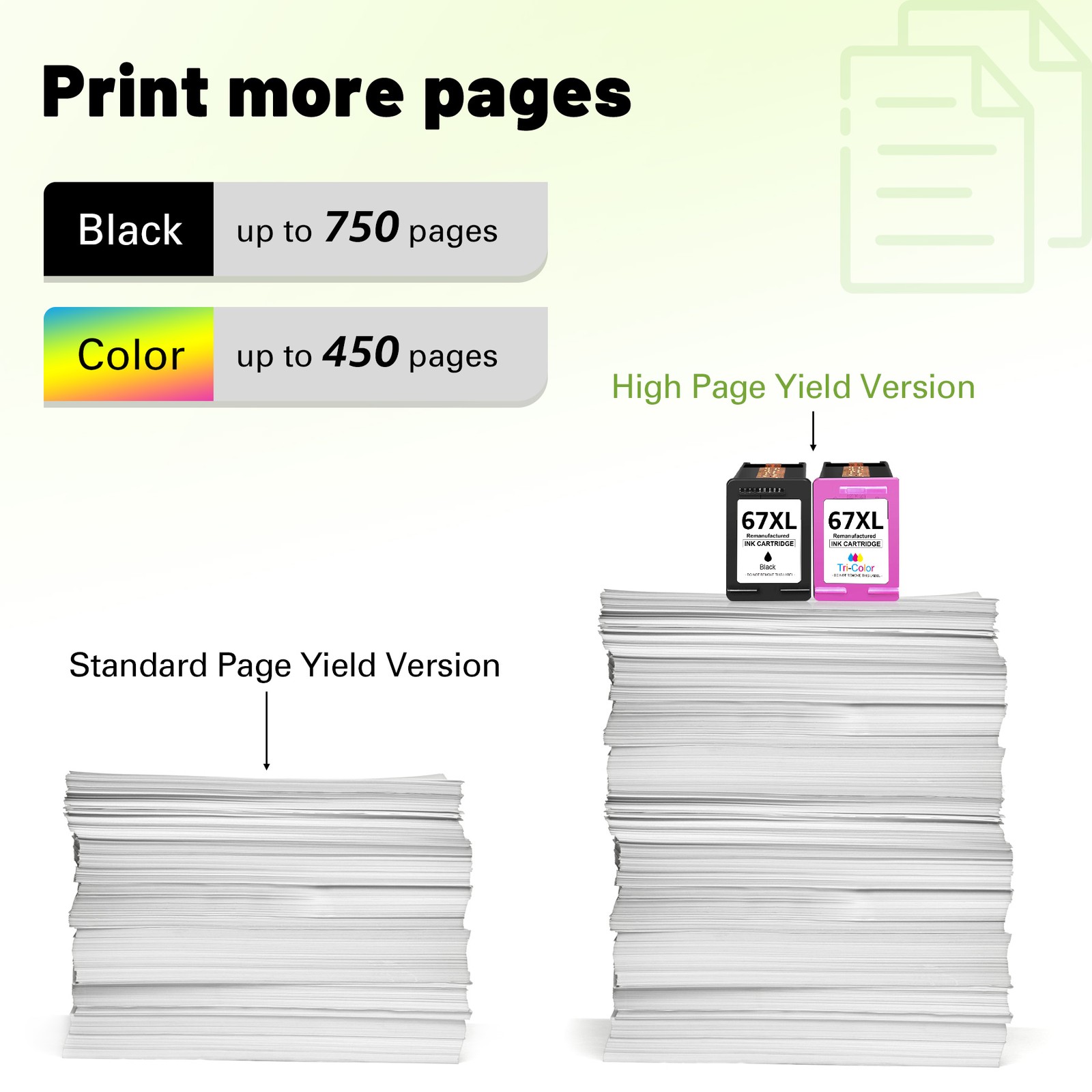 67XL Ink Cartridge for HP Ink 67 Deskjet 2700 2755 2855 4152 4155 Envy 6055 6455