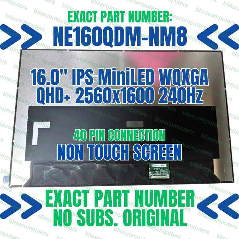 Boehydis NE160QDM-NM8 V8.0 16.0″ 2560×1600 165Hz Type Laptop LED LCD Screen