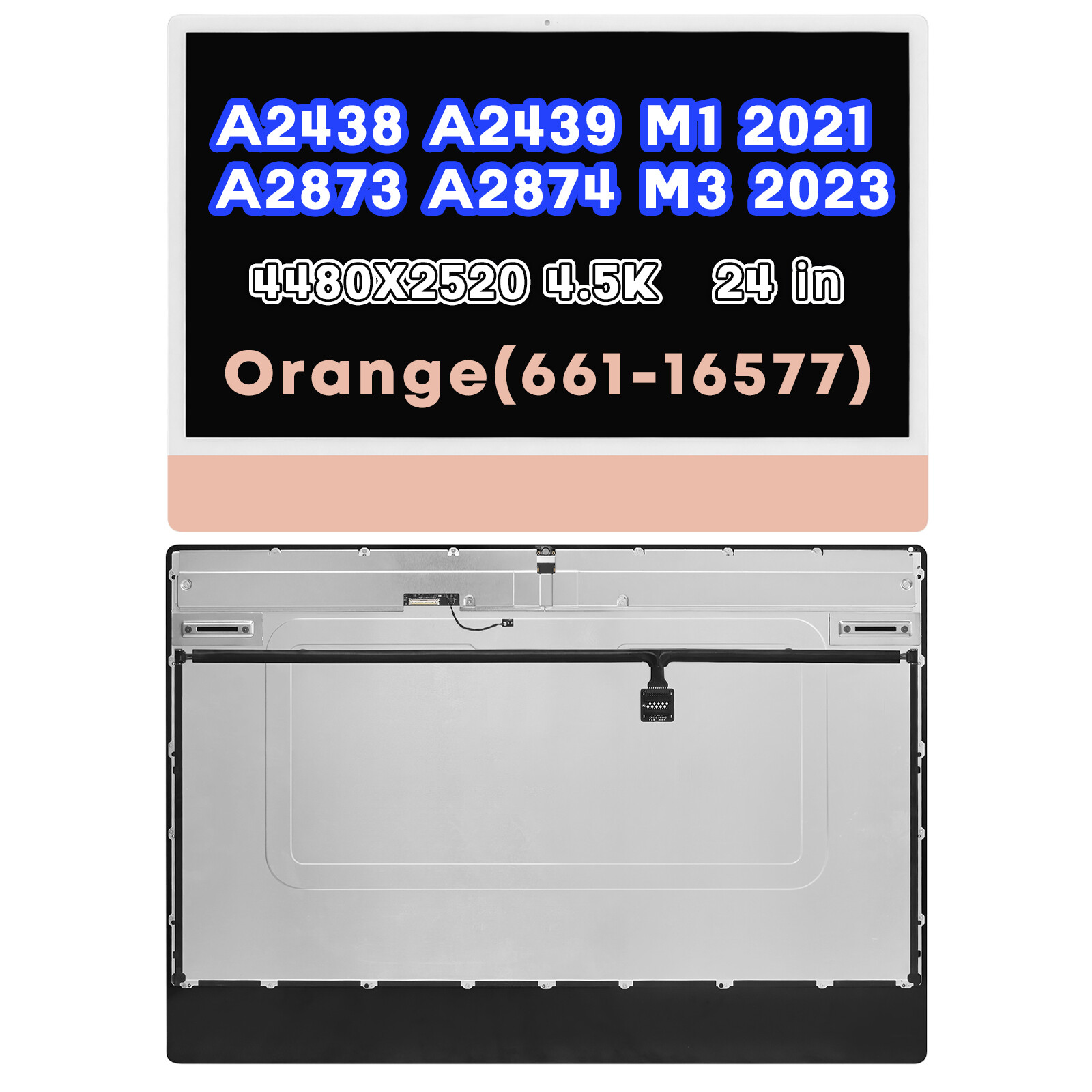 For iMac 24″ 2021 M1 A2438 A2439 4.5K LCD Screen Display EMC 3663 3664 Orange A+