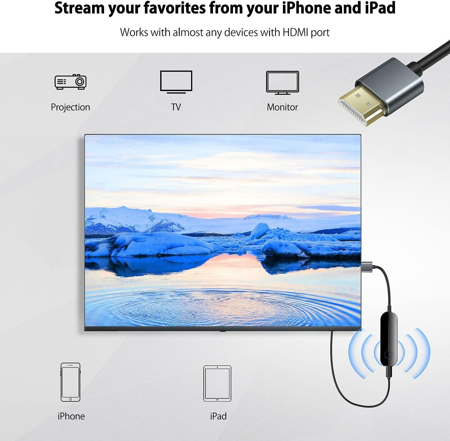 iOS Wireless HDMI Display Adapter iOS only, Streaming Device for All iPhone M…