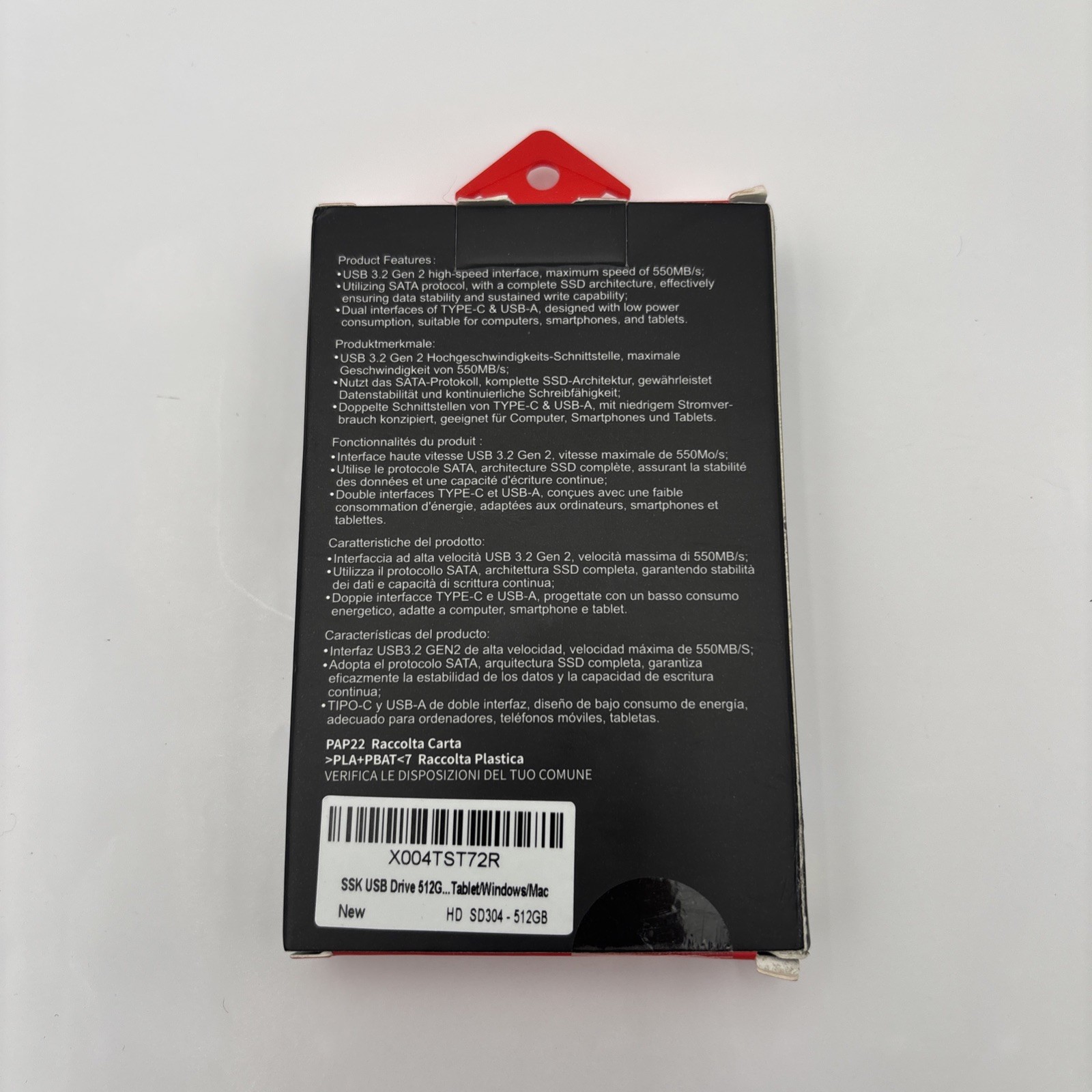 SSK SD304 USB 3.2 GEN2 Up to 550MB/s SSD Drive 512GB Black NEW SEALED