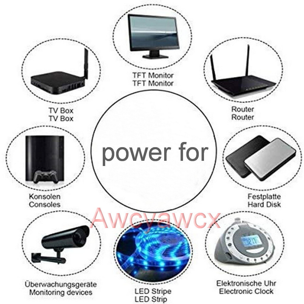 100pcs DC power supply 3V 5V 6V 9V 8V 10V 12V 500mA 1A adapter 5.5mm x 2.1mm US