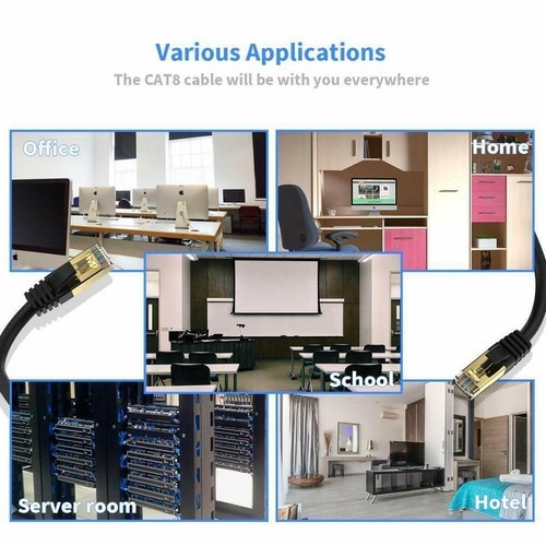 CAT 8 Ethernet RJ45 Cable High Speed 40Gbps LAN Patch Network Gold Plated 6-50ft