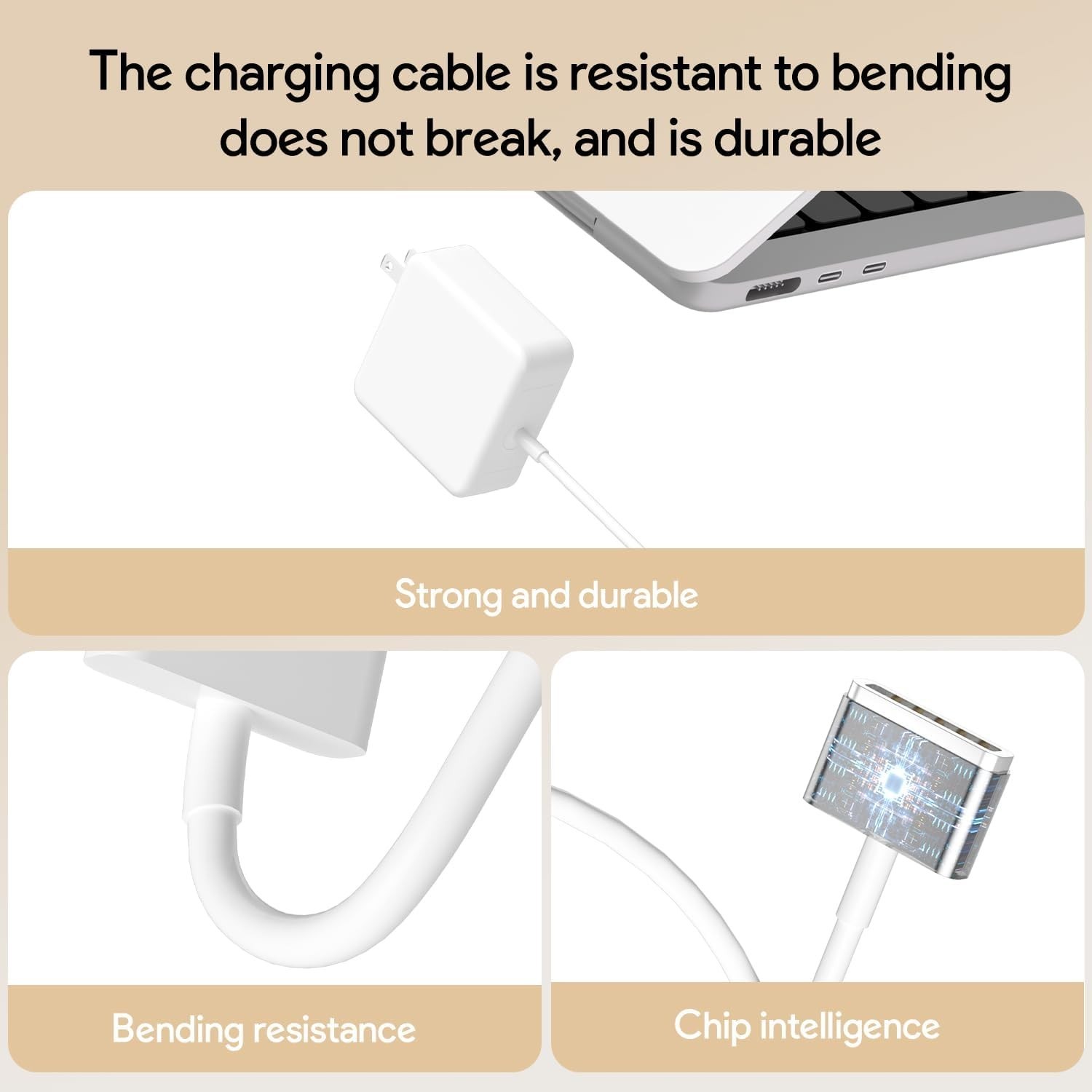 Compact & Portable 60W Magnetic Charger for MacBook Pro/Air with Safety Features
