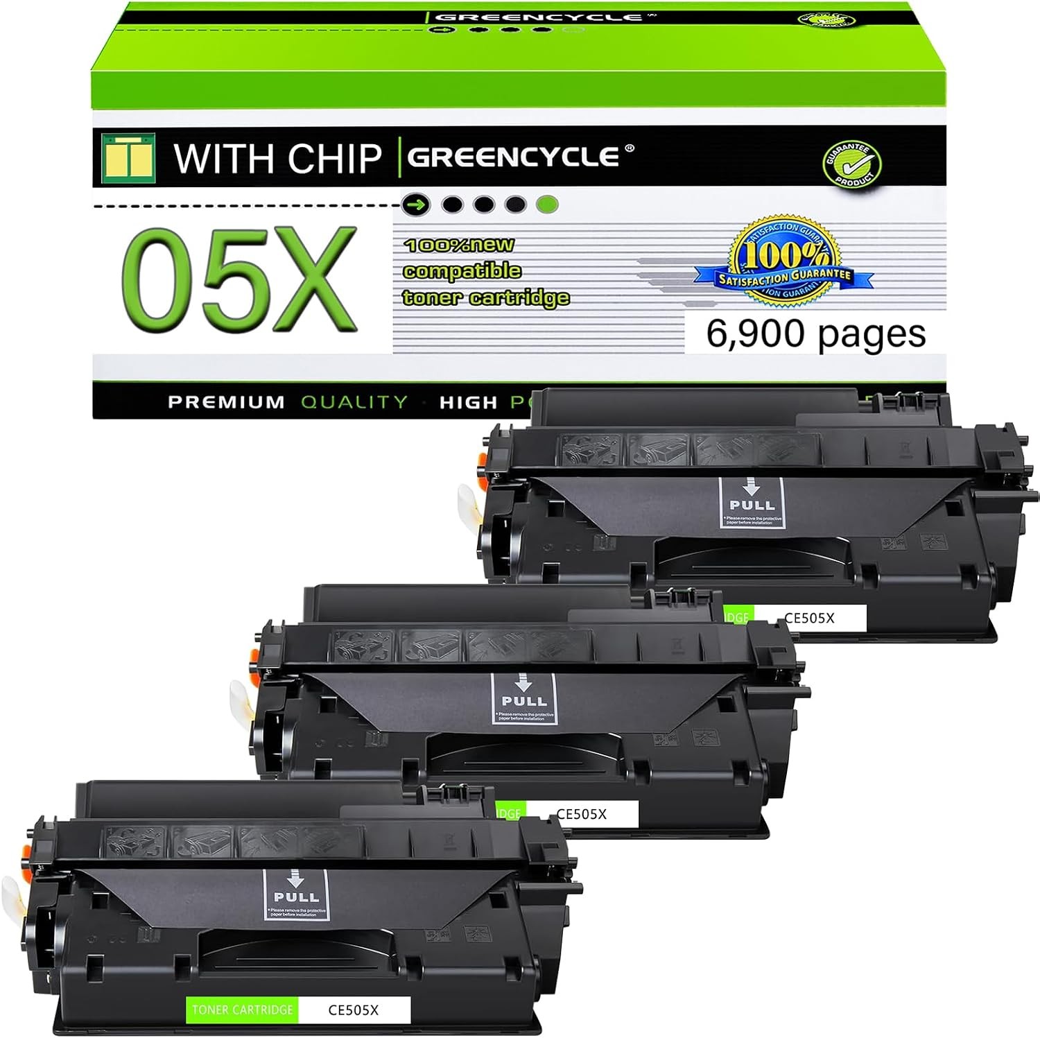 3PK High Yield Toner Cartridge For HP CE505X LaserJet P2050 P2055 P2055dn P2055x