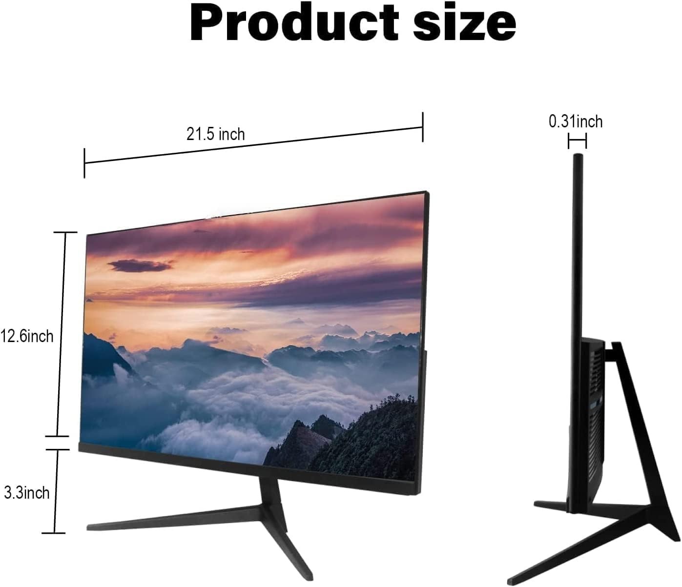 22 Inch 1080P Monitor Screen Thin LED PC Monitor w/HDMI & VGA Built-in Speaker