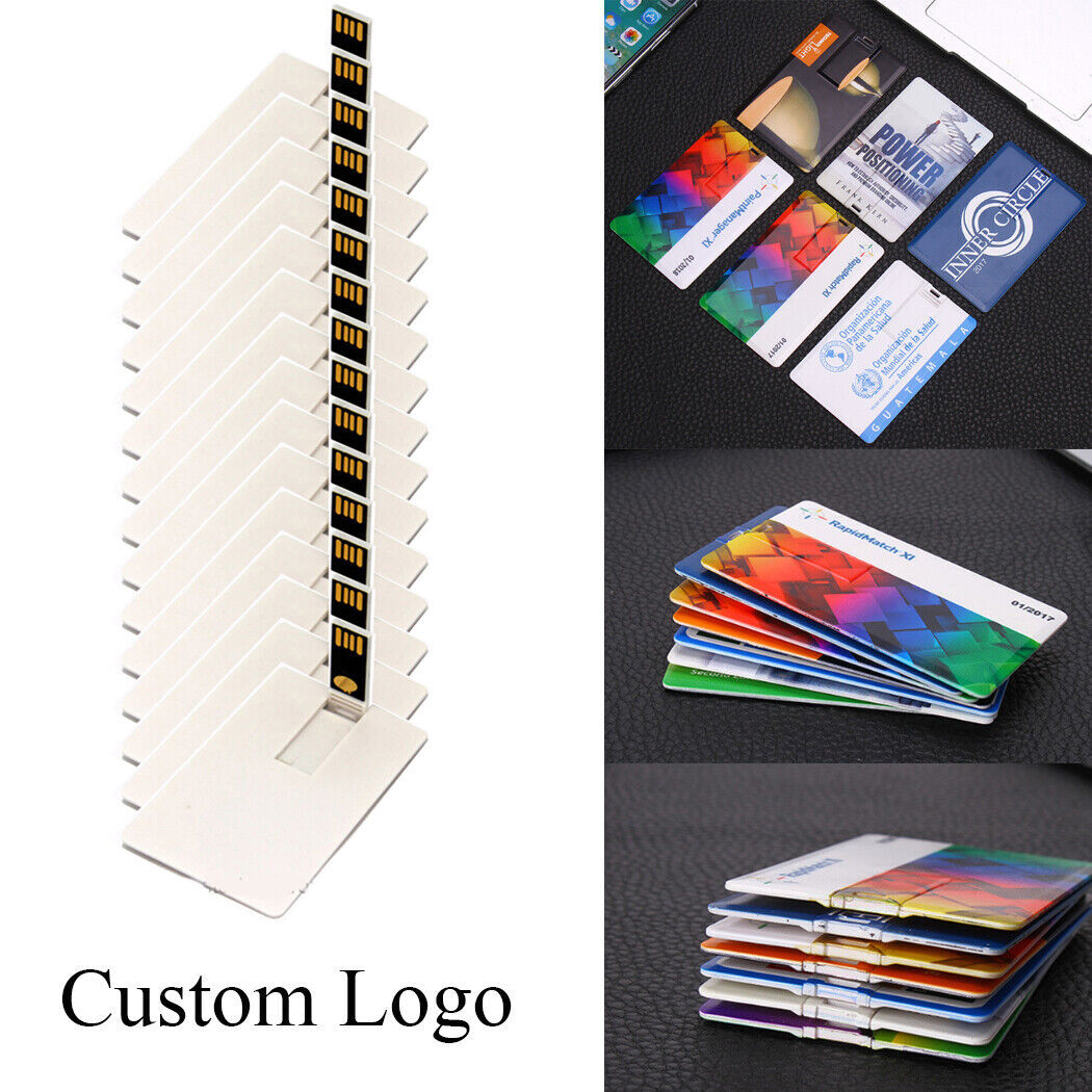 Lot 50PCS 1/2/4/8/16GB Credit Card USB Flash Drive Memory U Stick Custom Logo