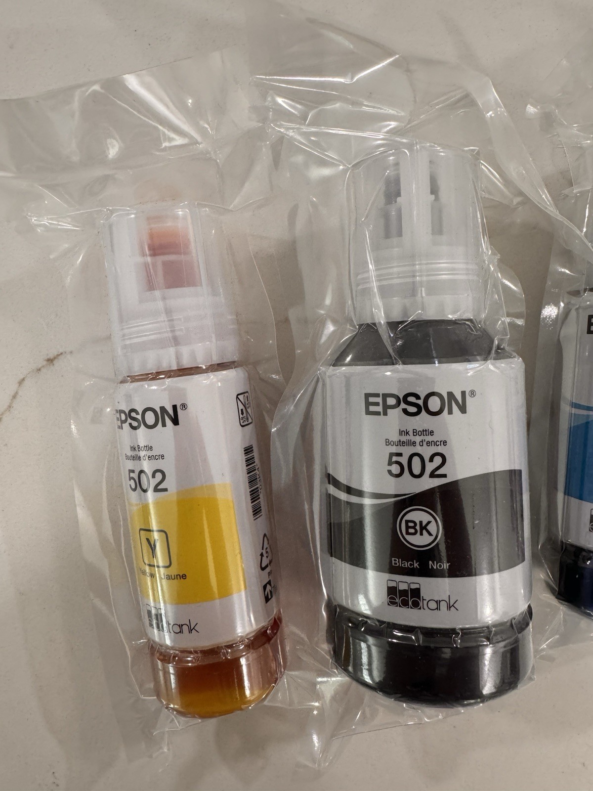 Genuine Epson 502 EcoTank Ink Bottle Set Full Color Combo 4 Pack