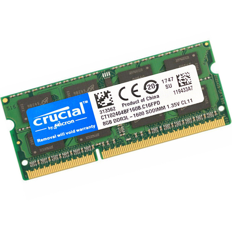 Crucial DDR3L 16GB 2 x 8GB 1600 MHz PC3L-12800 Laptop RAM Sodimm Memory 1.35V