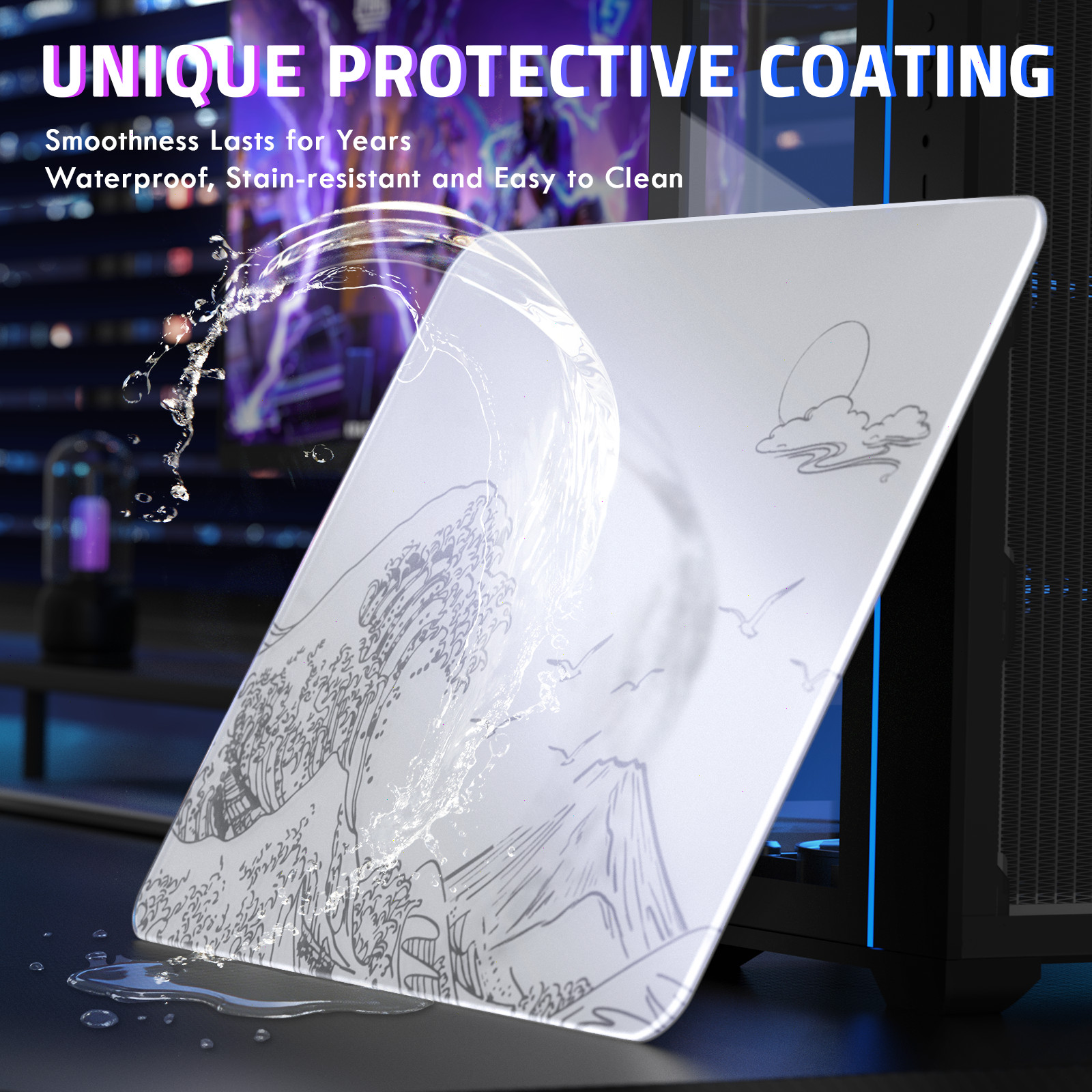 ATTACK SHARK CM05SE Tempered Glass Mouse Pad Hardness Anti-Scratch Ultra-Smooth