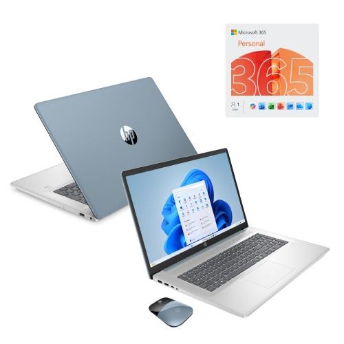 HP 17.3 HD+ Touchscreen Laptop Intel N100 4GB RAM 128GBUFS Moonlight Blue Bundle