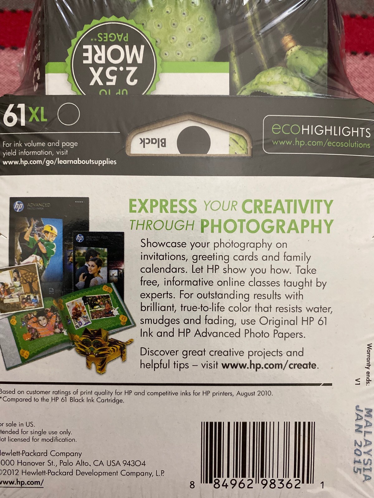 HP 61XL Black Ink Cartridge CH563WN-140 4 Pack New/Sealed Exp 1/2015