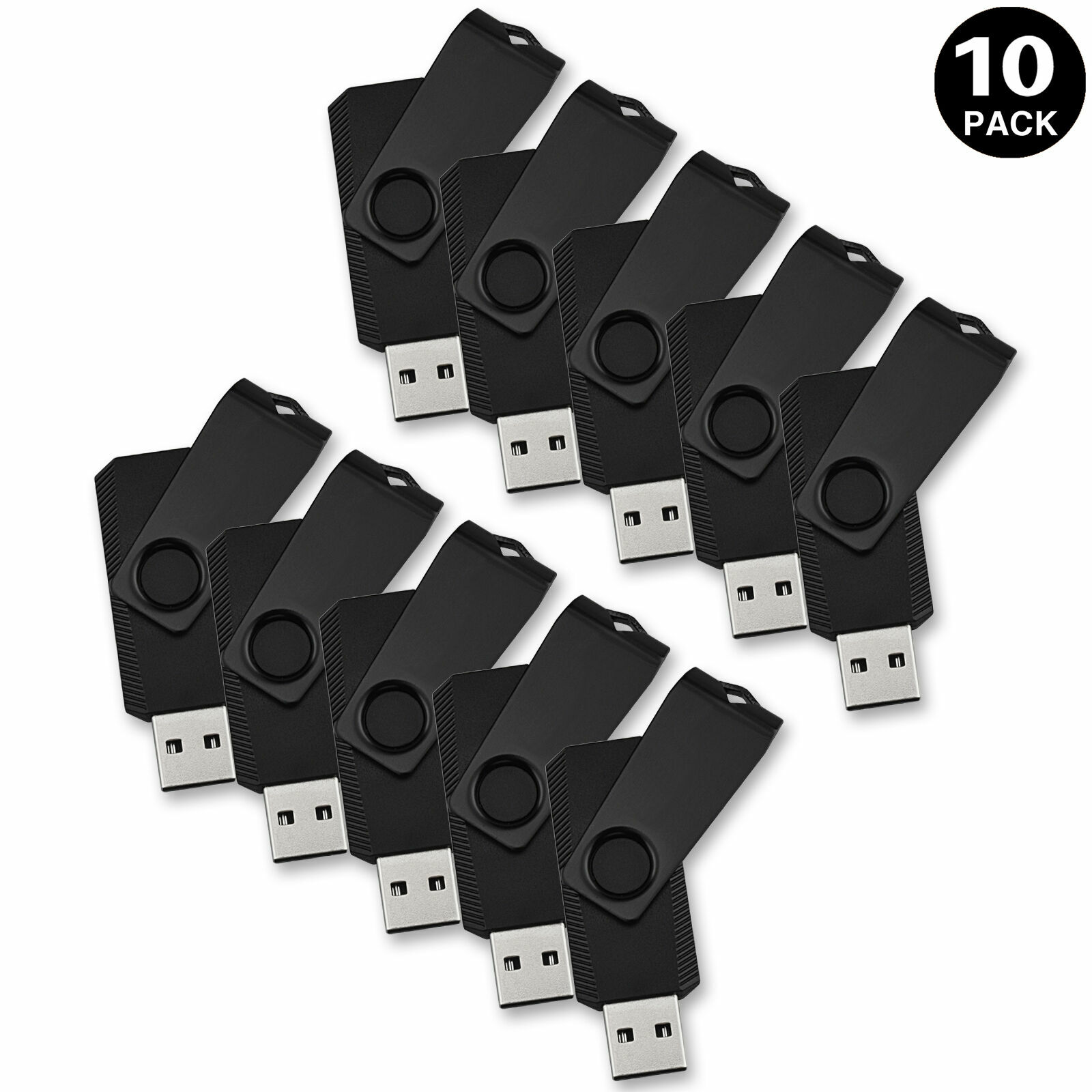 10 Pack Bulk Flash Drives USB 2.0 Metal Flash Memory Sticks Swivel Thumb Drive