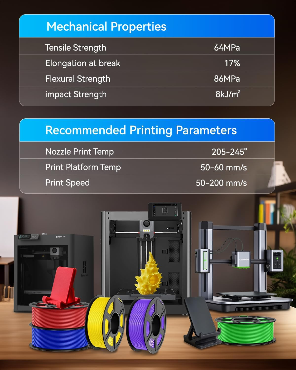 JAYO 1.75mm 1.1KG PLA+ Gray 3D Printer Filament Warping Free Neatly Wound Spool