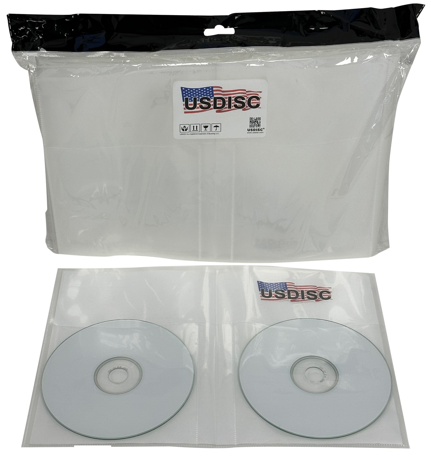 USDISC Plastic Sleeves 4mil 11 x 7.5, Double 2 Disc (Clear) Lot