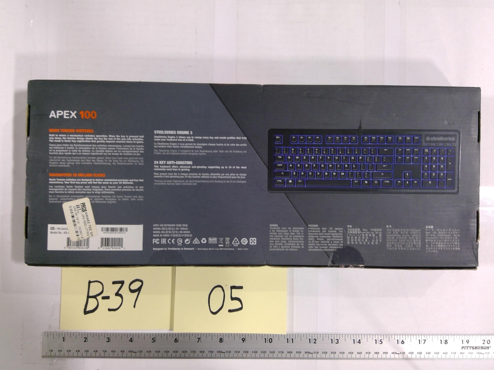 SteelSeries Apex 100 Wired USB Gaming Keyboard Black Backlit Illuminated QWERTY