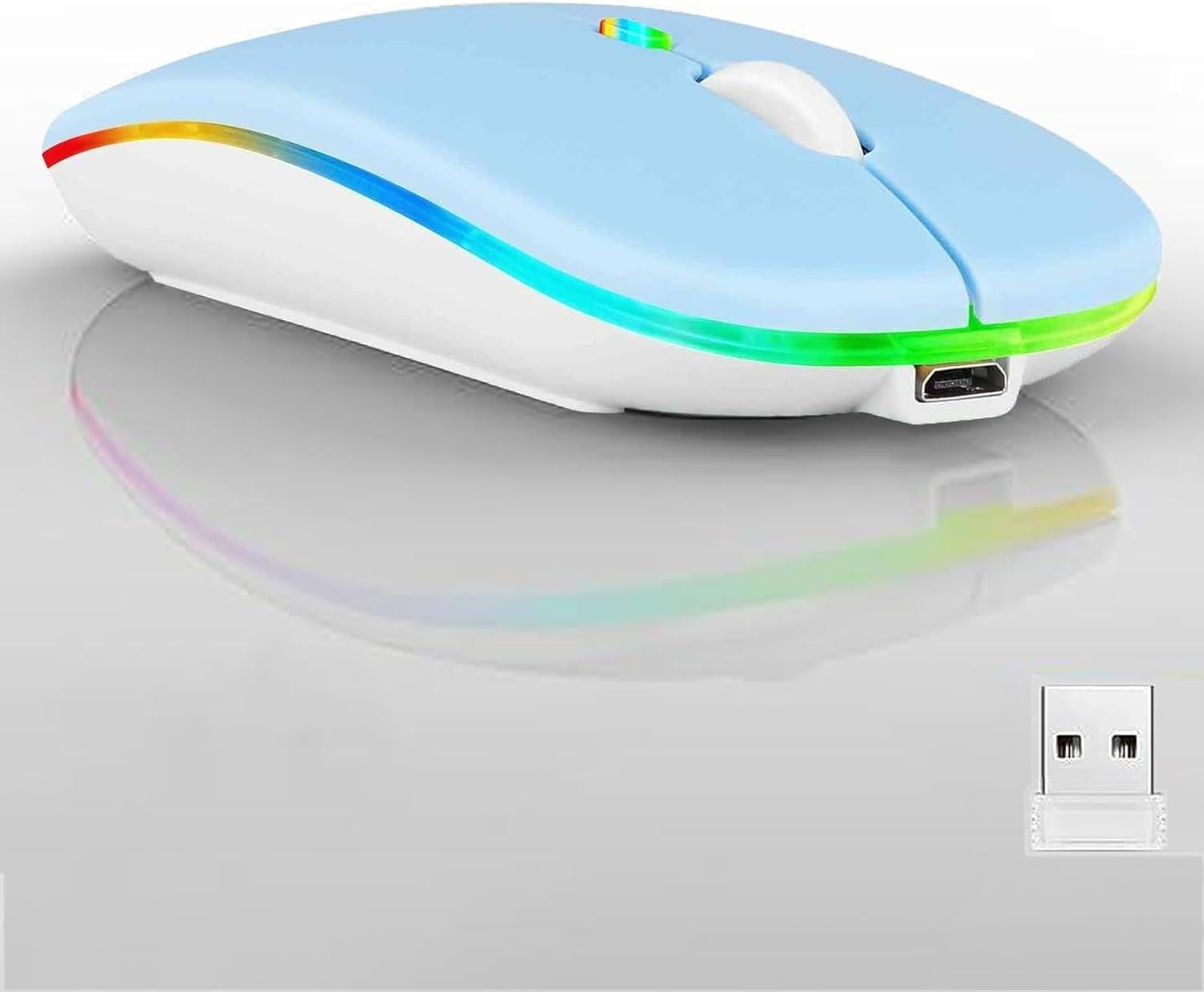 Colorful Dual Mode Bluetooth Mouse – Rechargeable, Slim & Silent for All Devices