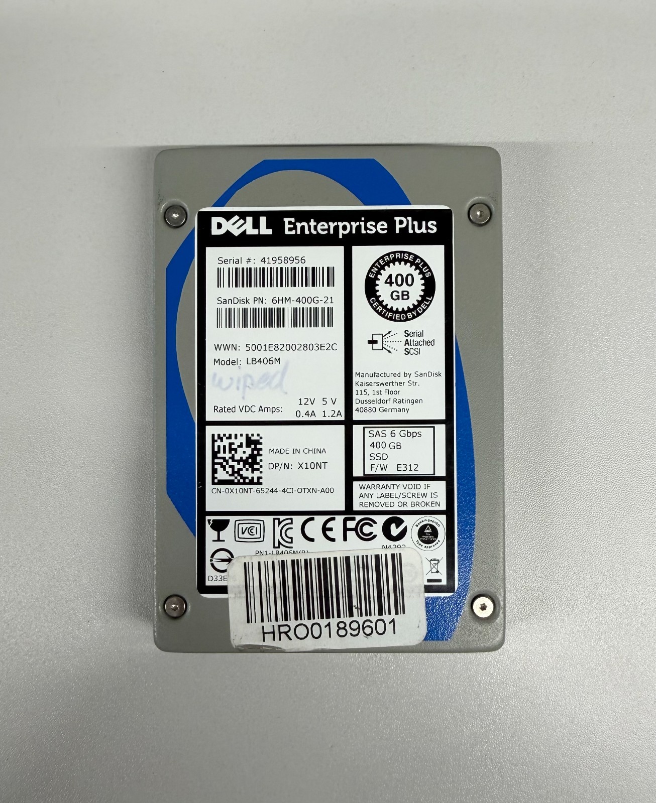 X10NT DELL SANDISK 400GB 6G SAS 2.5″ SFF SSD SOLID STATE DRIVE 6HM-400G-21