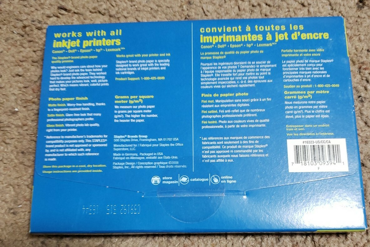 Staples Photo Plus Gloss 4×6 Inch Photo Paper 60 Sheets – For All Injet Printers