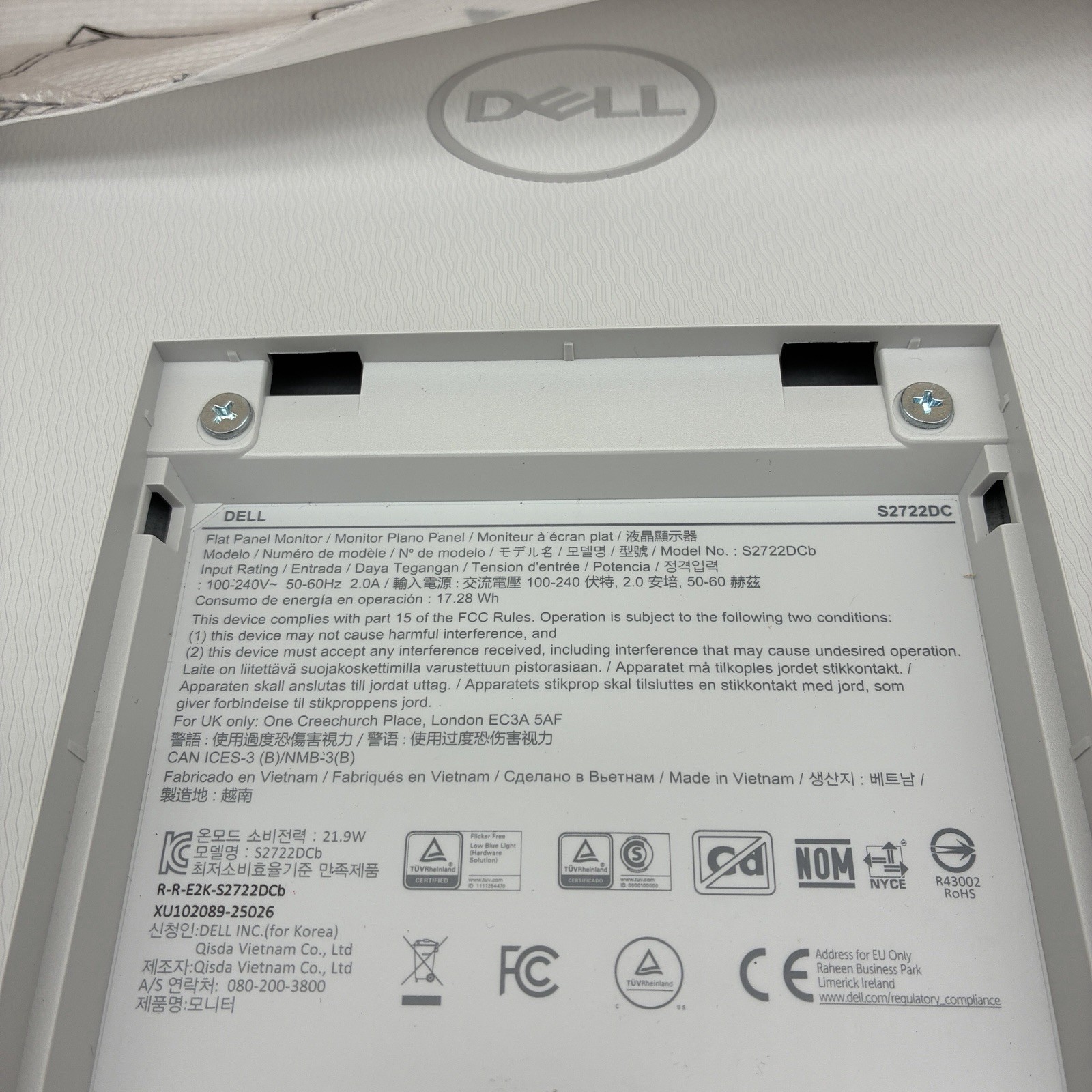 Dell S2722DC Monitor WQHD 2560×1440 75Hz USB C Built in Speaker Platinum Silver