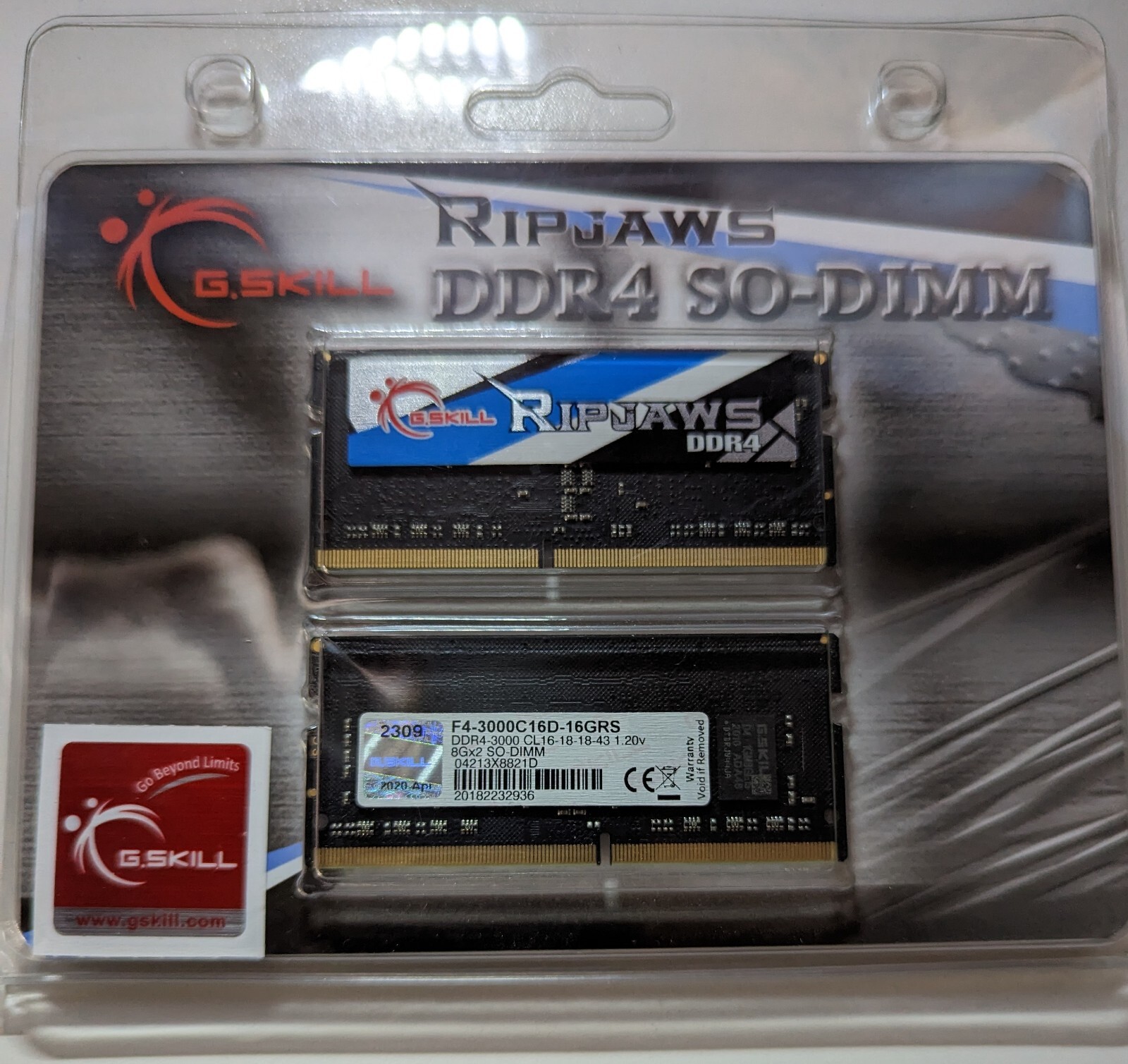G.SKILL Ripjaws Series 260-Pin DDR4 SO-DIMM DDR4 3000 (PC4 24000) Laptop Memory