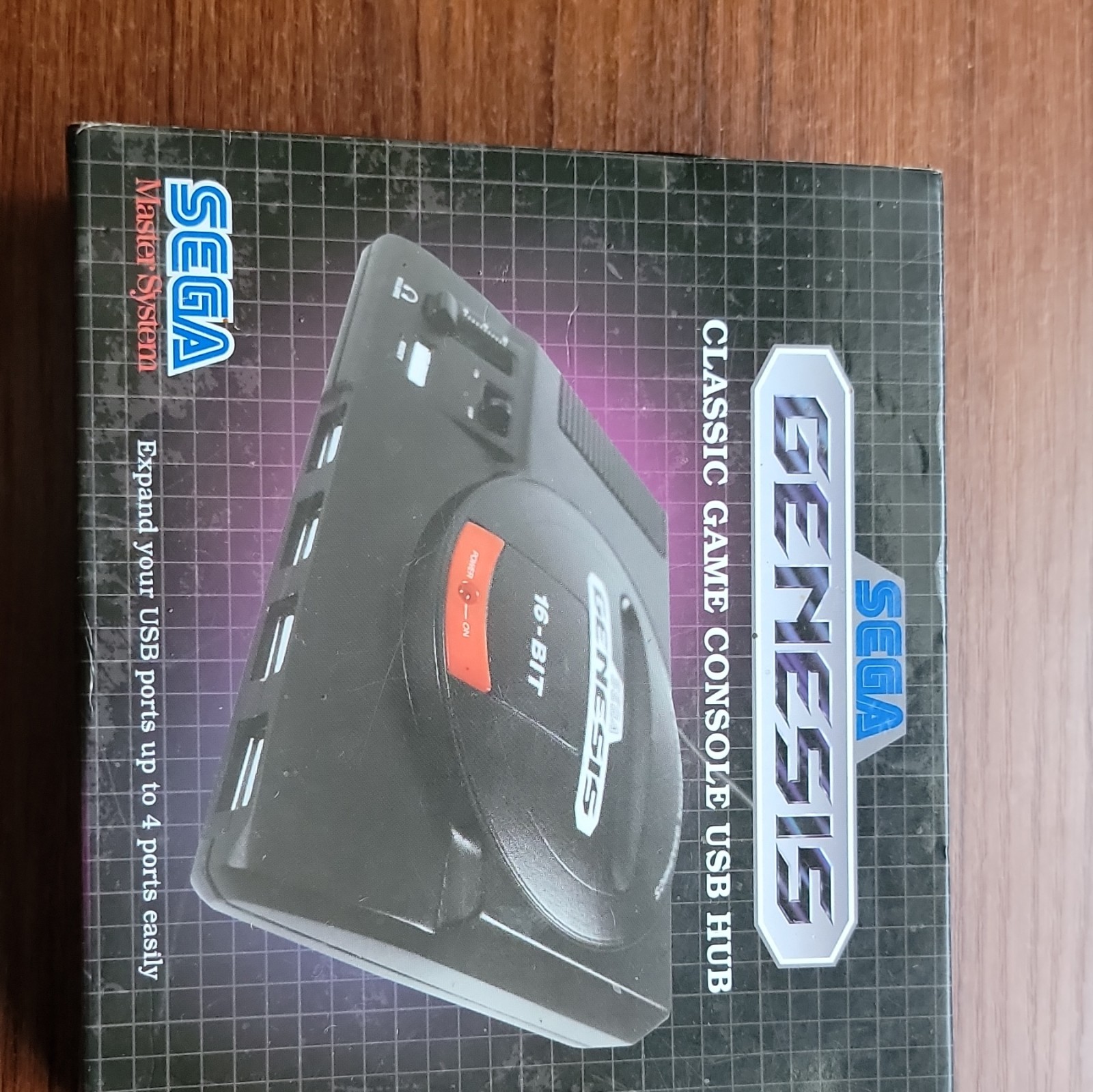SEGA Classic Game Console Design USB Hub Splitter Box 4-Port Black