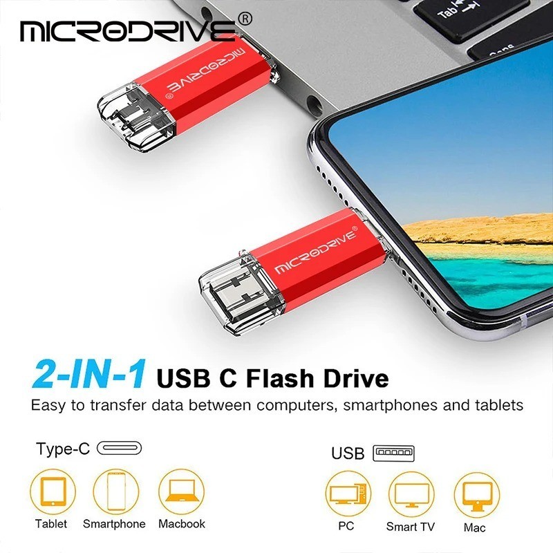 Type C OTG USB Flash Drive 2in1 Micro USB Pen Drive 128GB 64GB 32GB 16GB