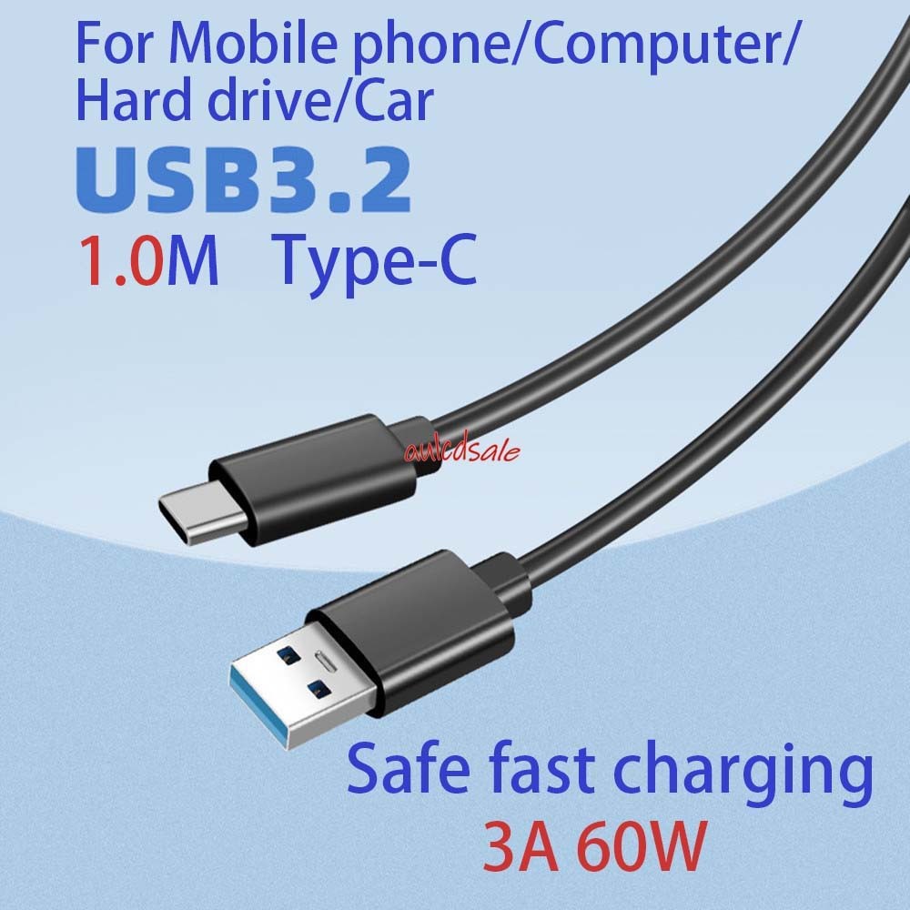 New USB 3.2 USB-A to USB-C cable 10Gbps Data Transfer 3A 60W Fast Charging Cord
