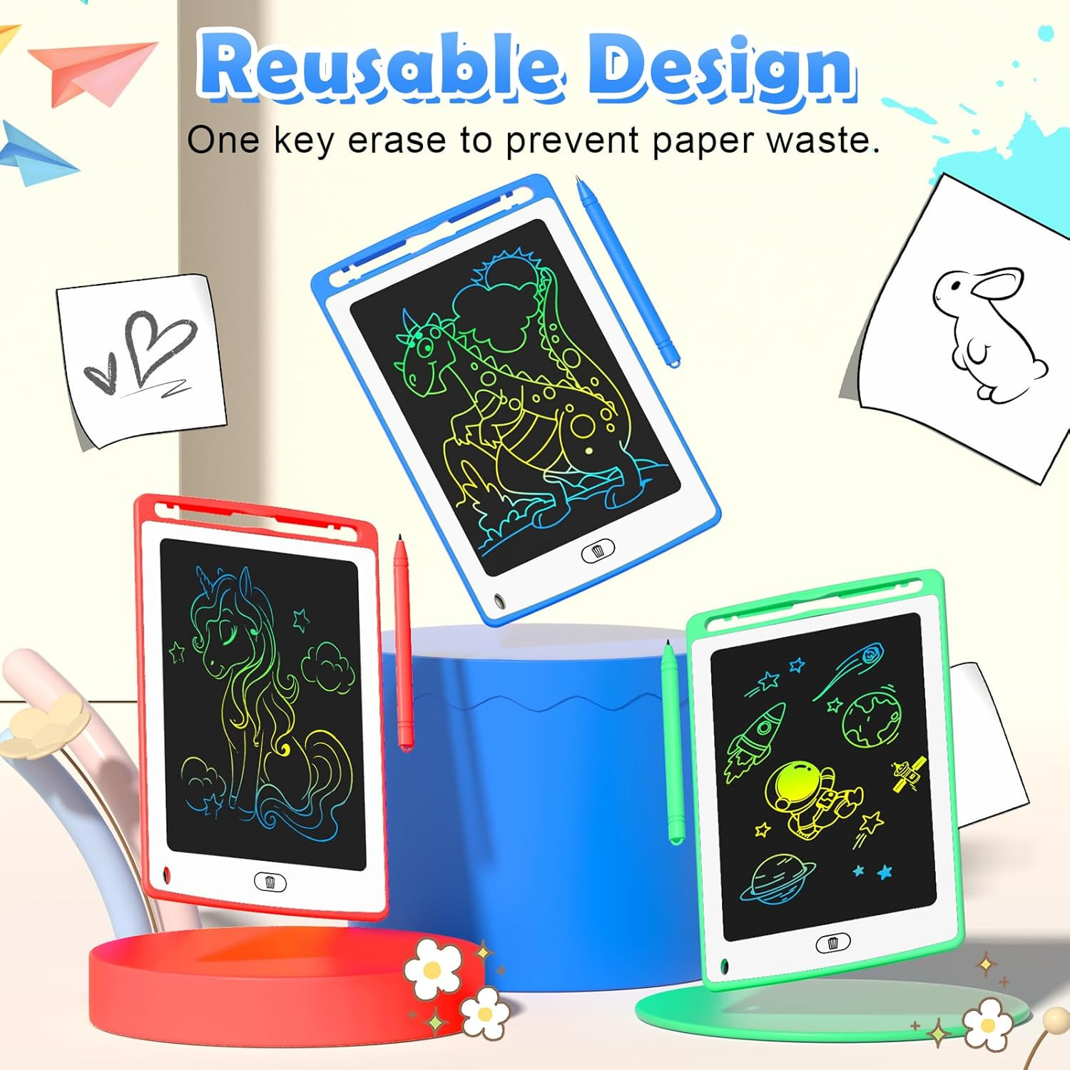 LCD Writing Tablet for Kids, 8.5 Inch Colorful Doodle Board Drawing Tablet, Educ