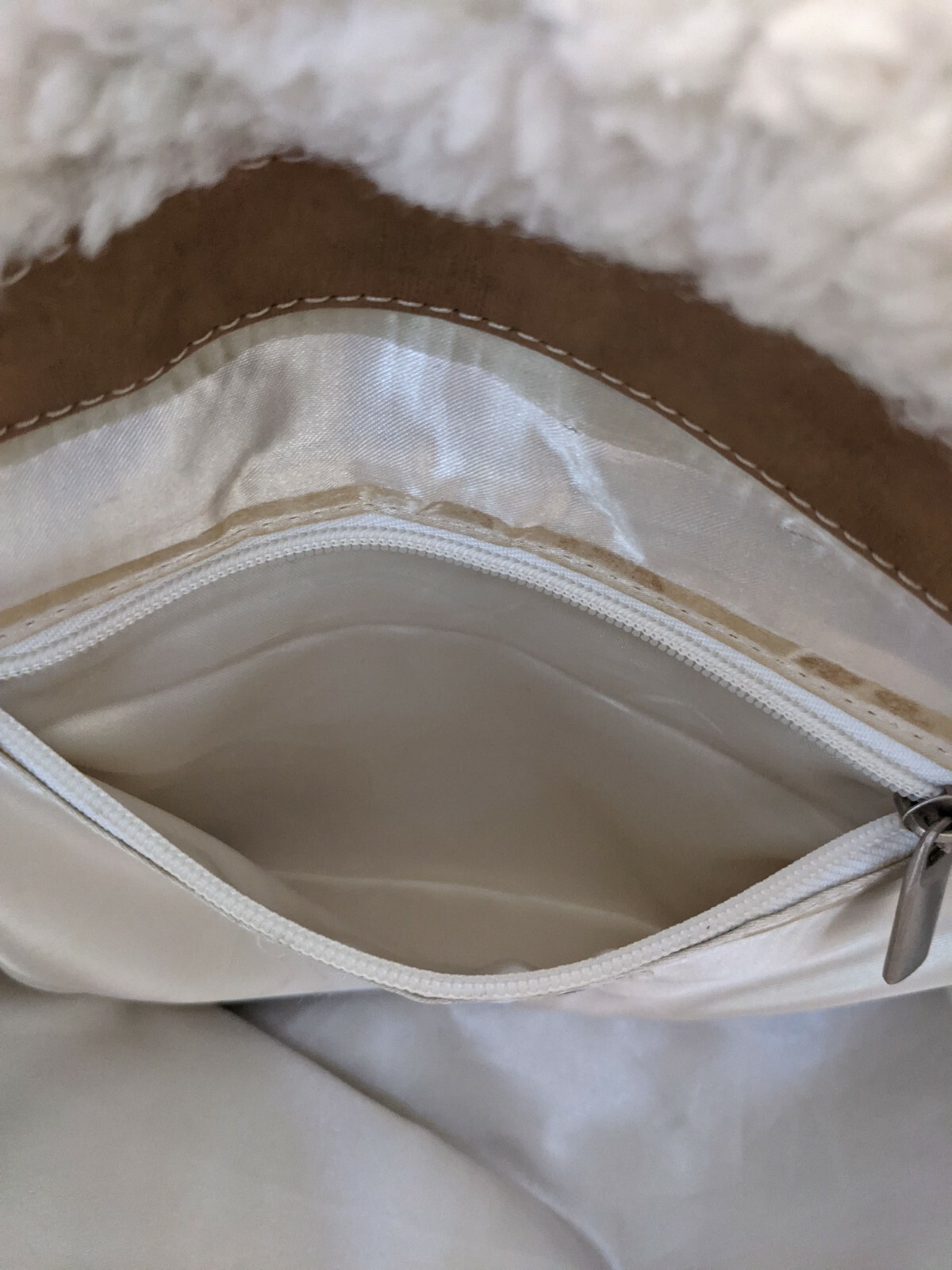 LAZIS Faux Suede Messenger /Computer Bag Sherpa Trim – Tan/Brown Unisex
