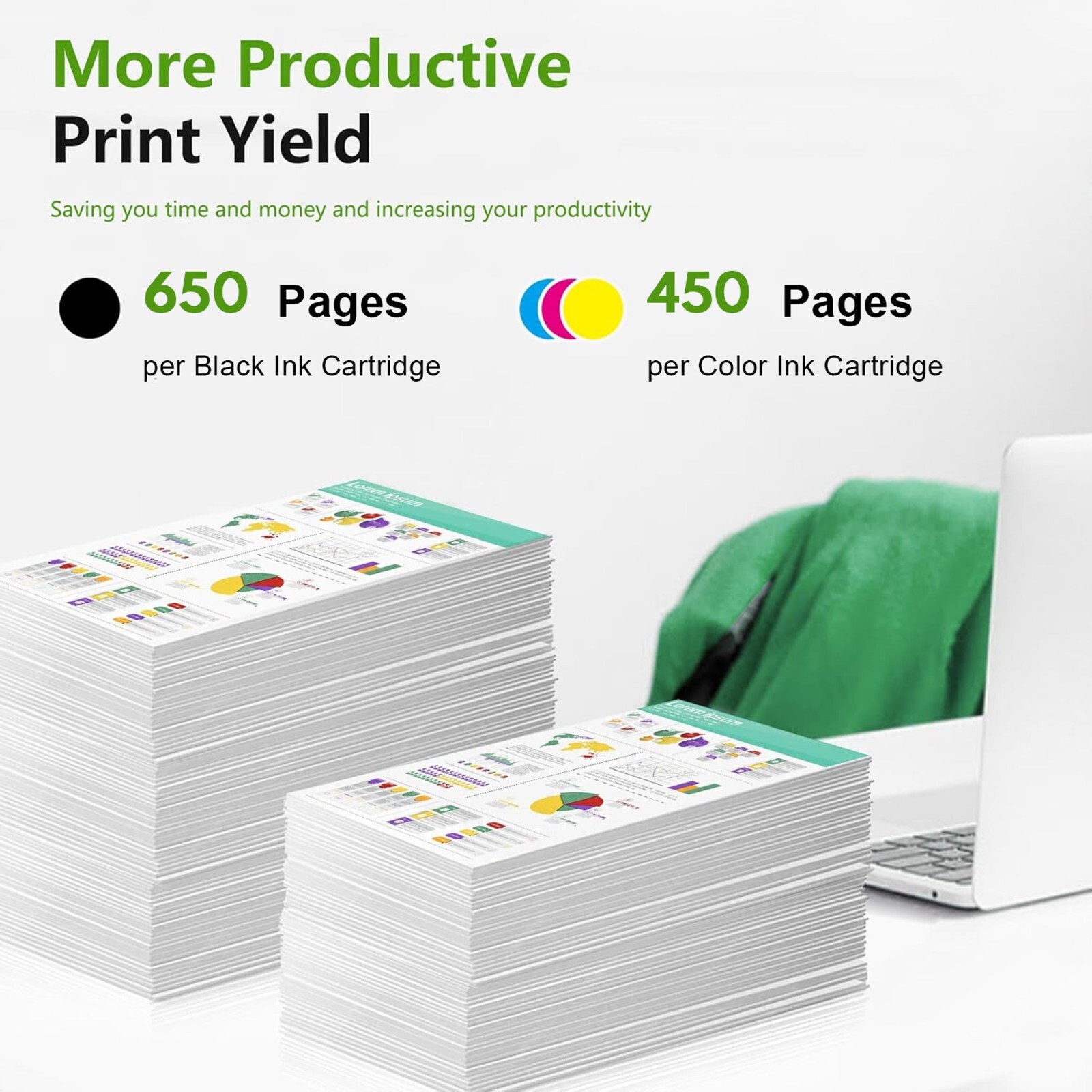 564XL 564 Ink Cartridge Replacement for HP 564 XL DeskJet 3520 3521 Bk/C/M/Y