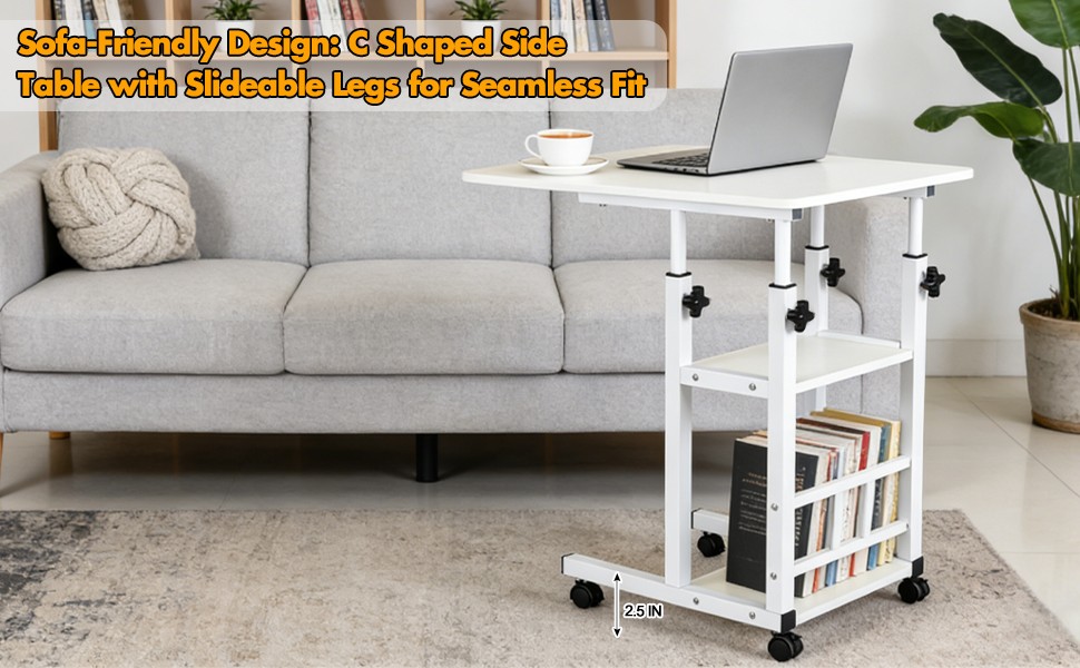 Rolling Laptop Desk Adjustable Notebook Computer Stand Bed Sofa Table Food Tray