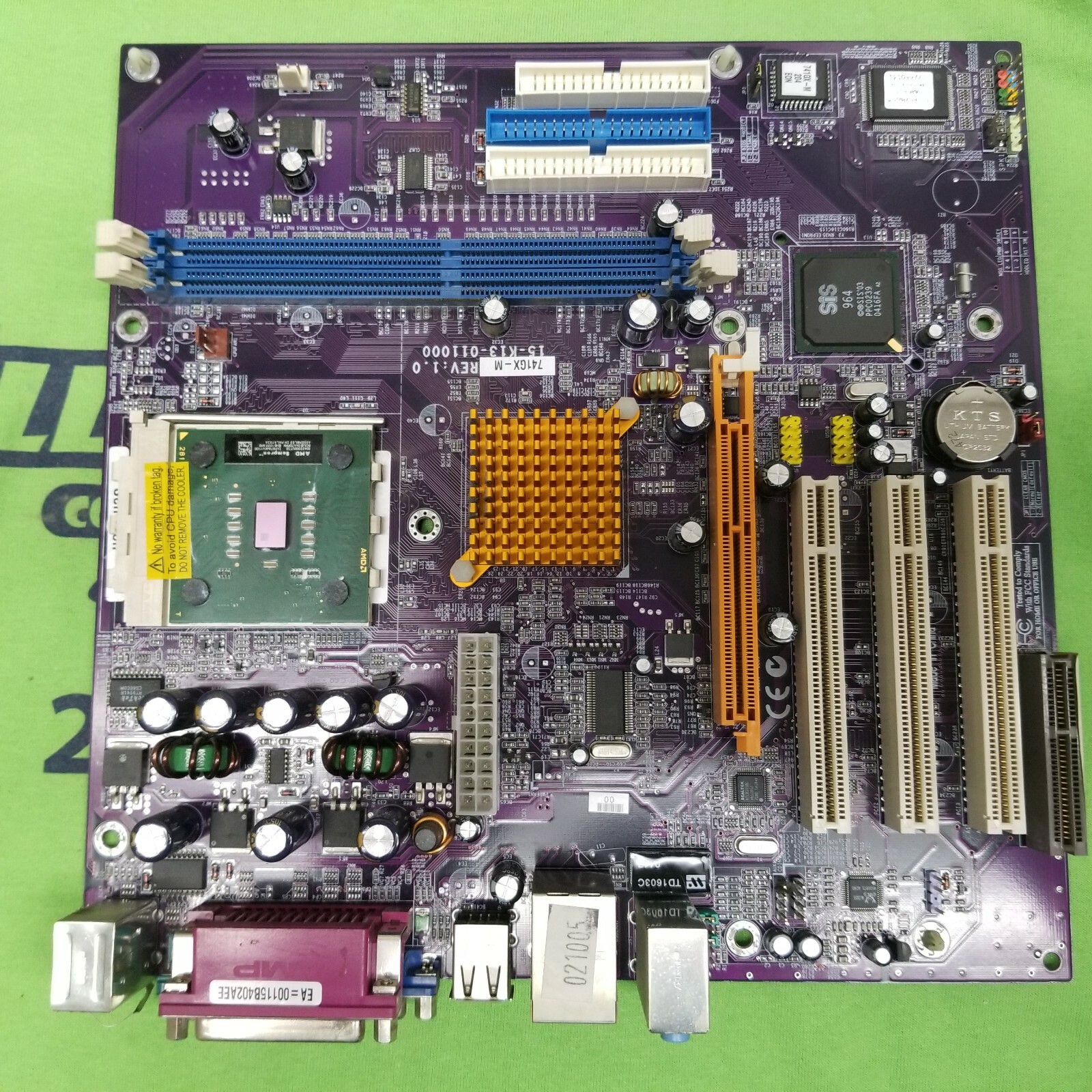 ECS 741GX-M REV: 1.0A SOCKET 462 MOTHERBOARD WITH SEMPRON 2200+ & Backplate