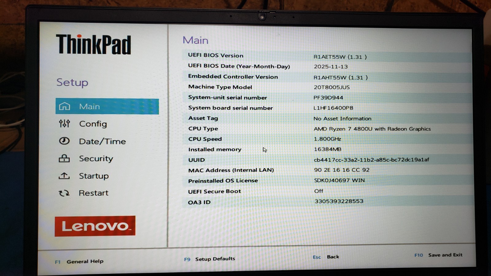 Lenovo ThinkPad E15 GEN 2 AMD RYZEN 7 4800U 16GB RAM 256GB NVME